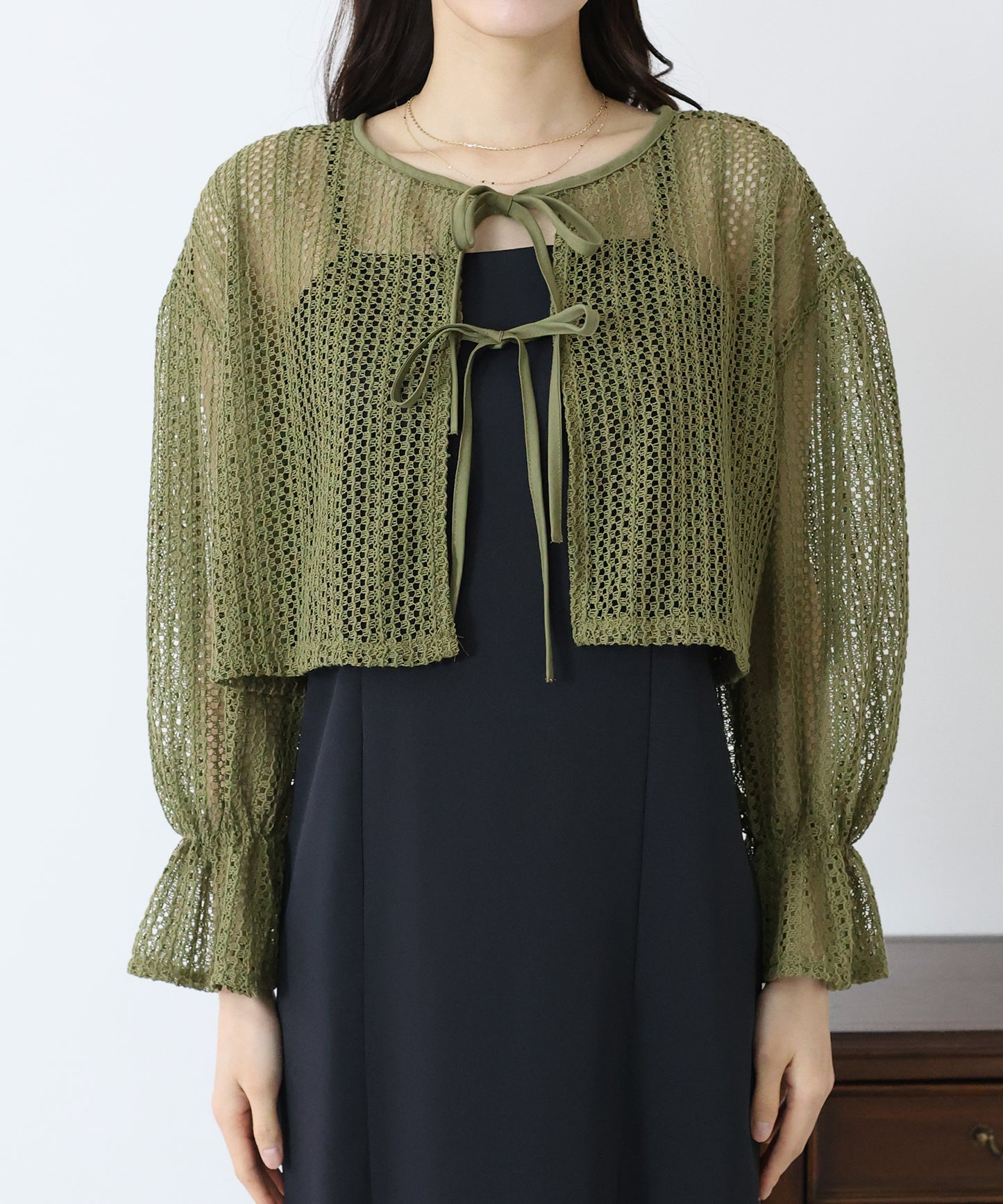 【SALE】2WAYリボンレースカーディガン