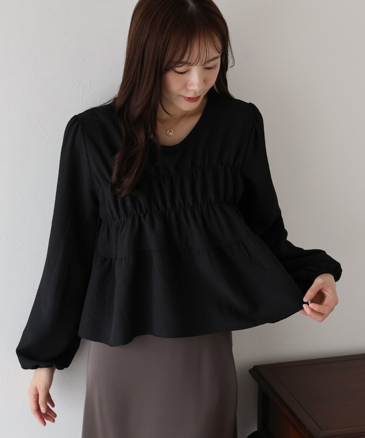 【早割5%OFF】バックリボンティアードブラウス【ネコポス】