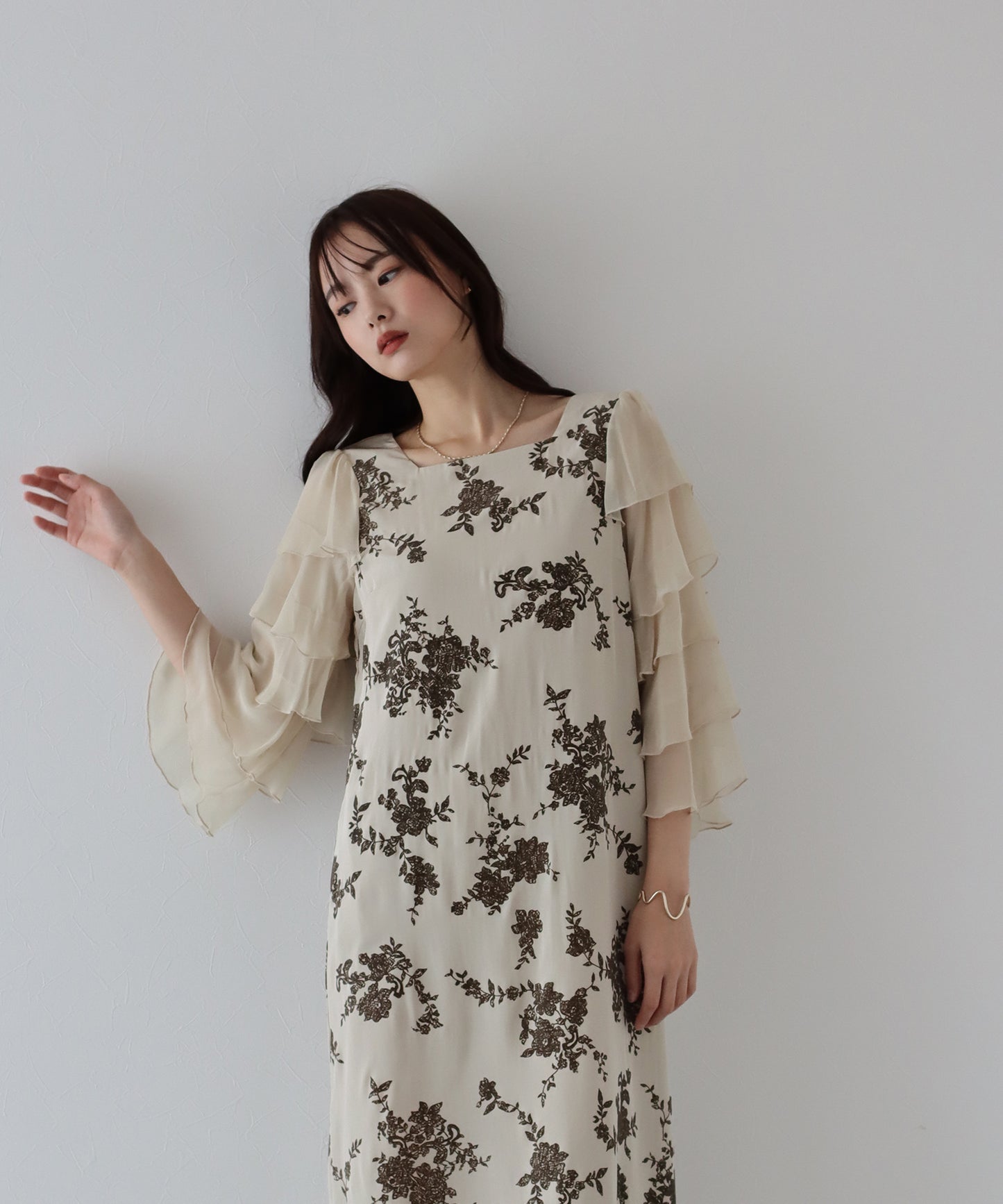 【SALE】KYOTOフロッキーティアードスリーブドレス