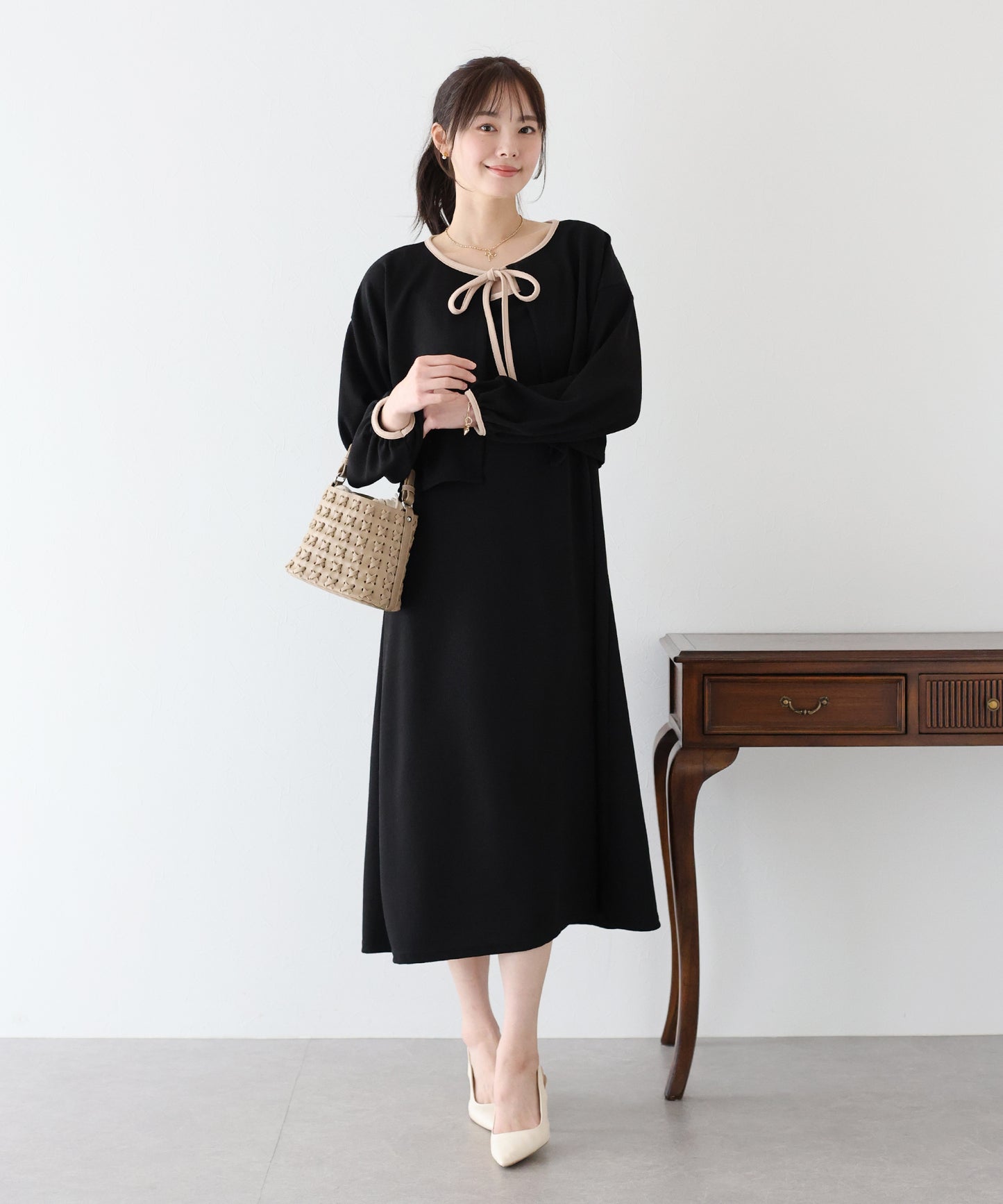 【SALE】配色カーディガン&ワンピースセットアップ