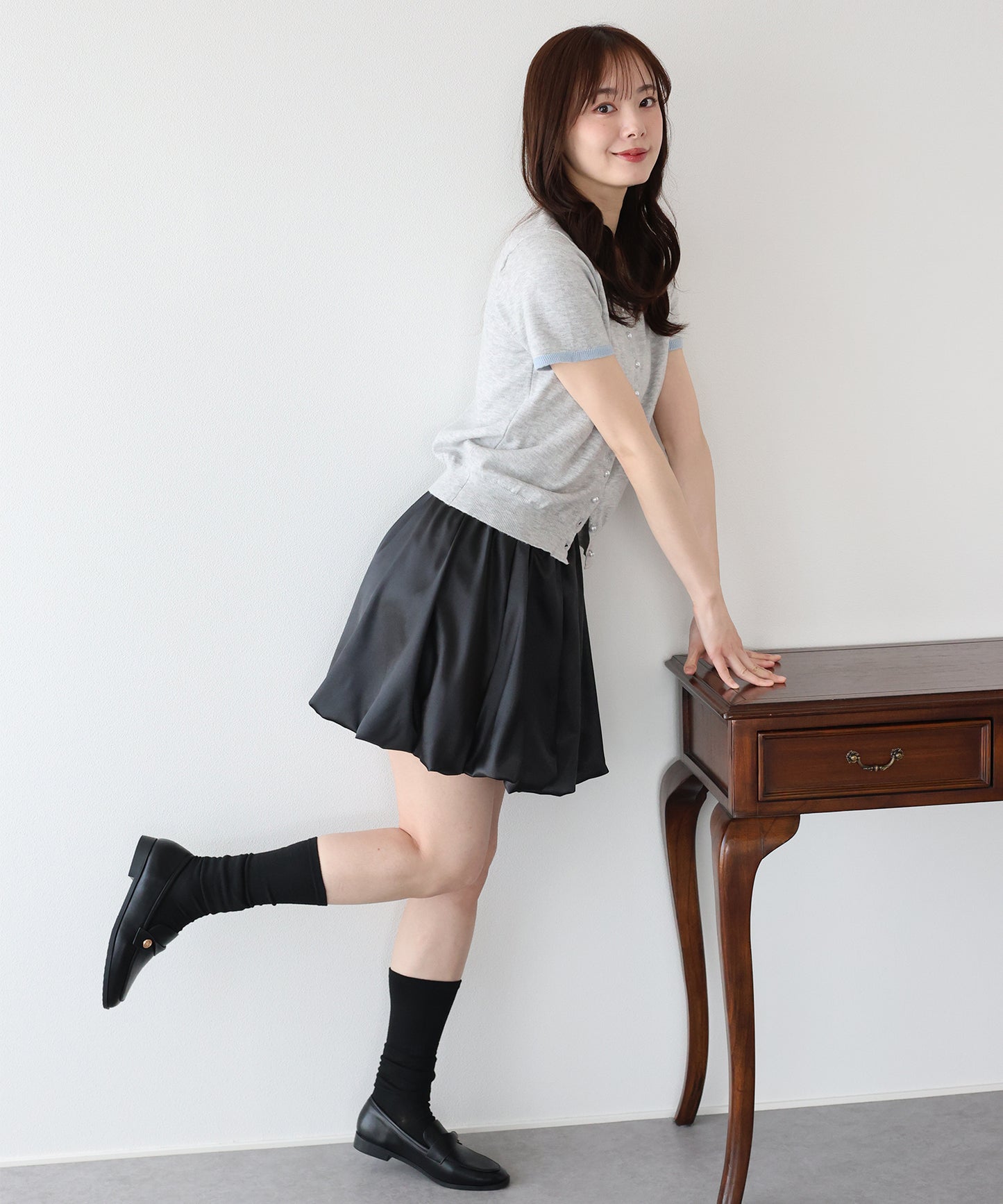 【早割5%OFF】サテンバルーンミニスカート