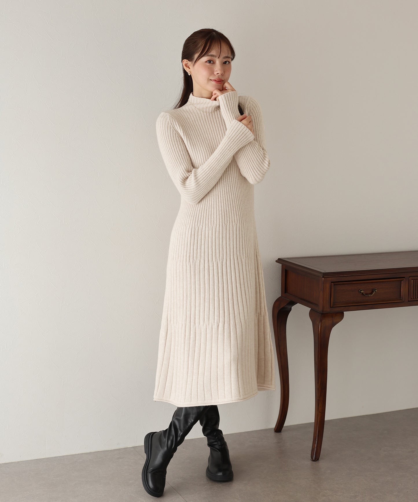 【早割5%OFF】リブニットワンピース