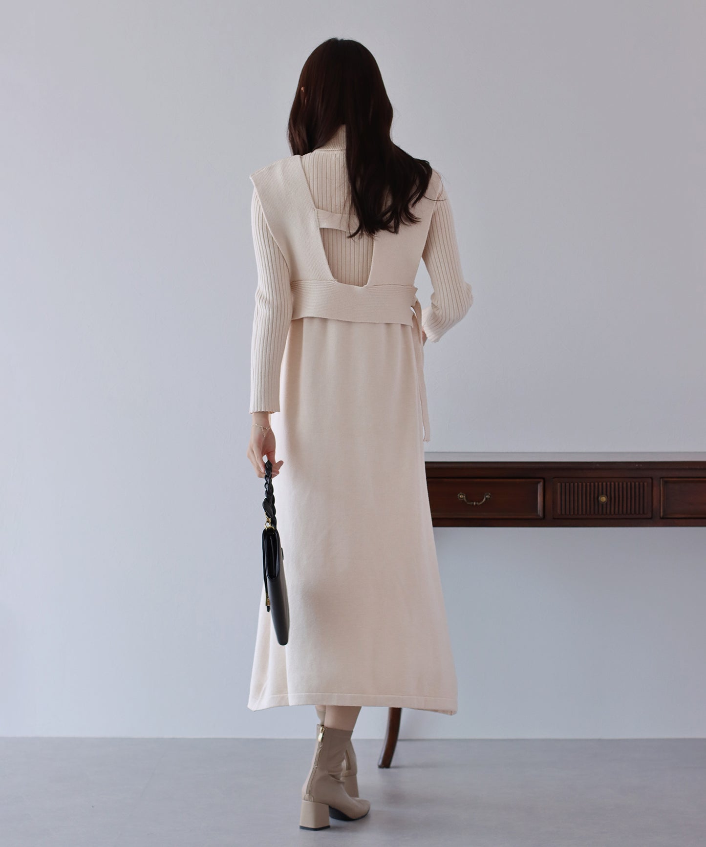 【TIME SALE】ニットビスチェ&タートルネックリブニットワンピース セットアップ