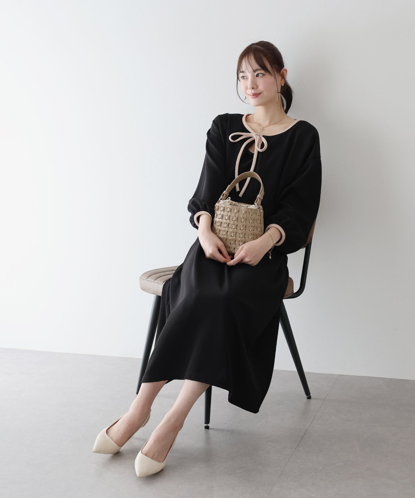 【SALE】配色カーディガン&ワンピースセットアップ