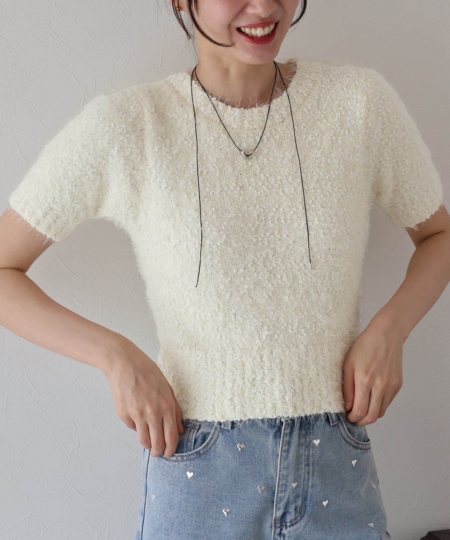 【早割5%OFF】ぽこぽこシャギー半袖ニット
