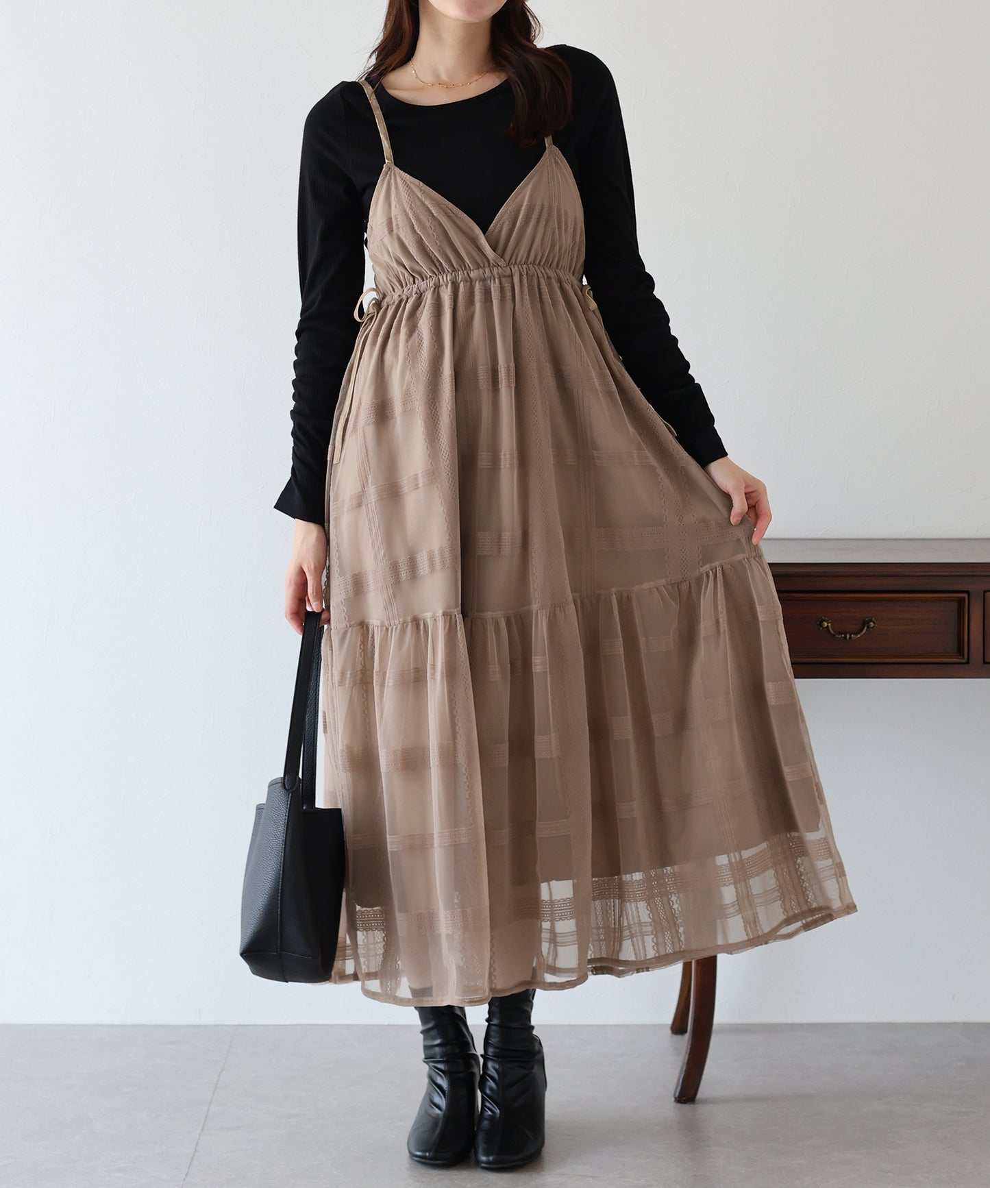 【早割5%OFF】フロッキーチェックキャミワンピース