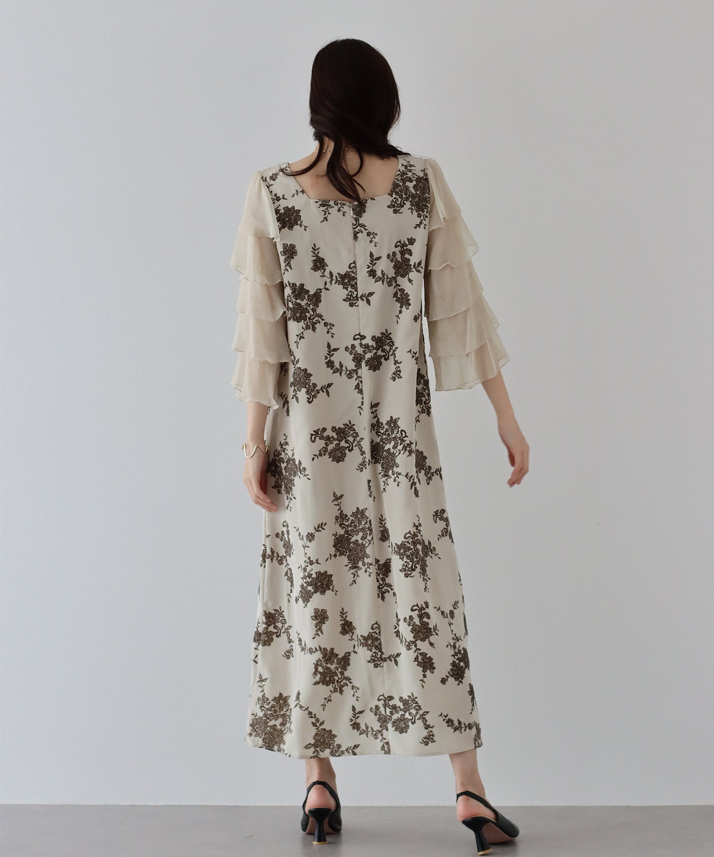 【SALE】KYOTOフロッキーティアードスリーブドレス