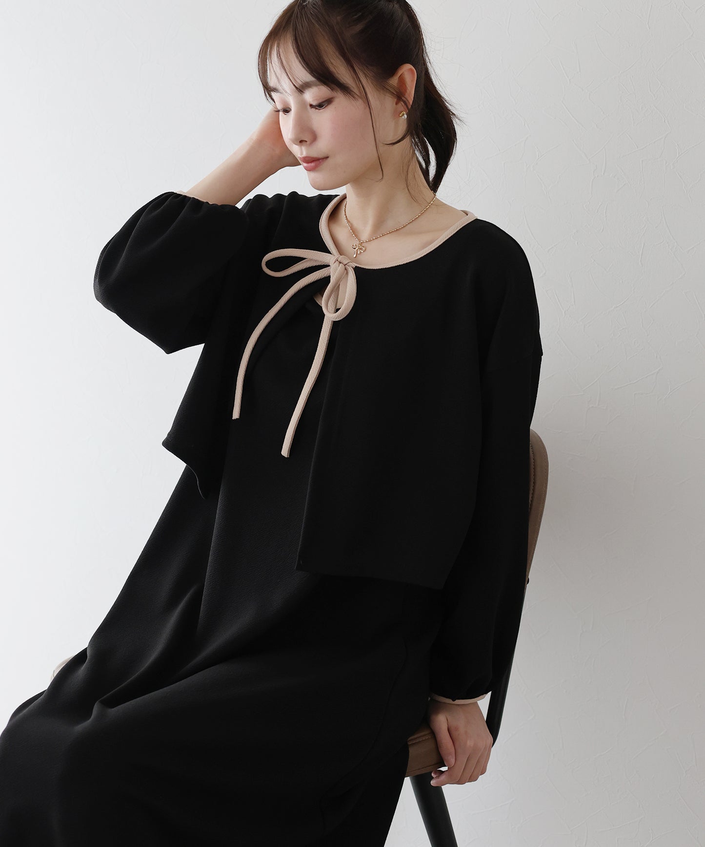 【SALE】配色カーディガン&ワンピースセットアップ