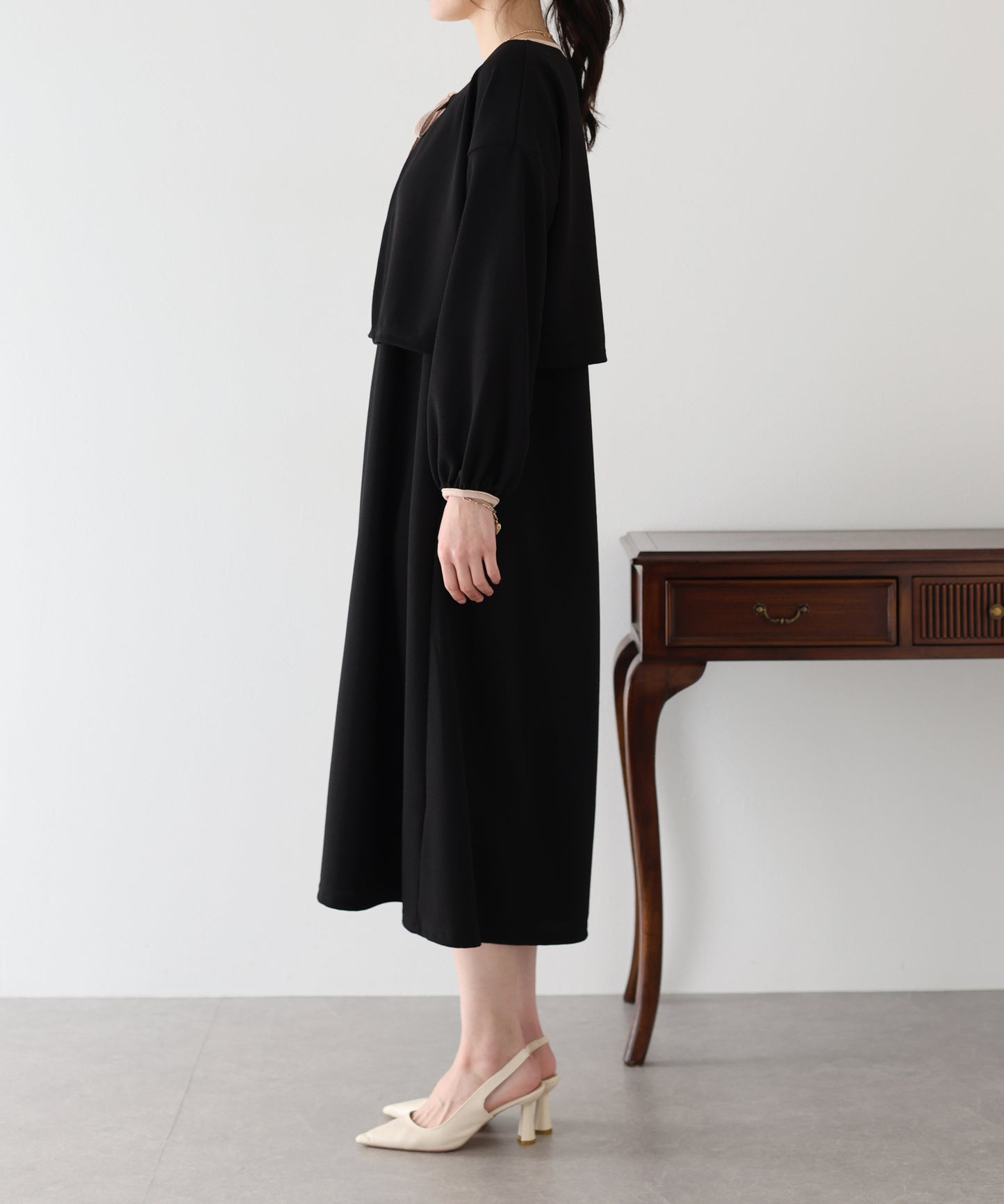 【SALE】配色カーディガン&ワンピースセットアップ