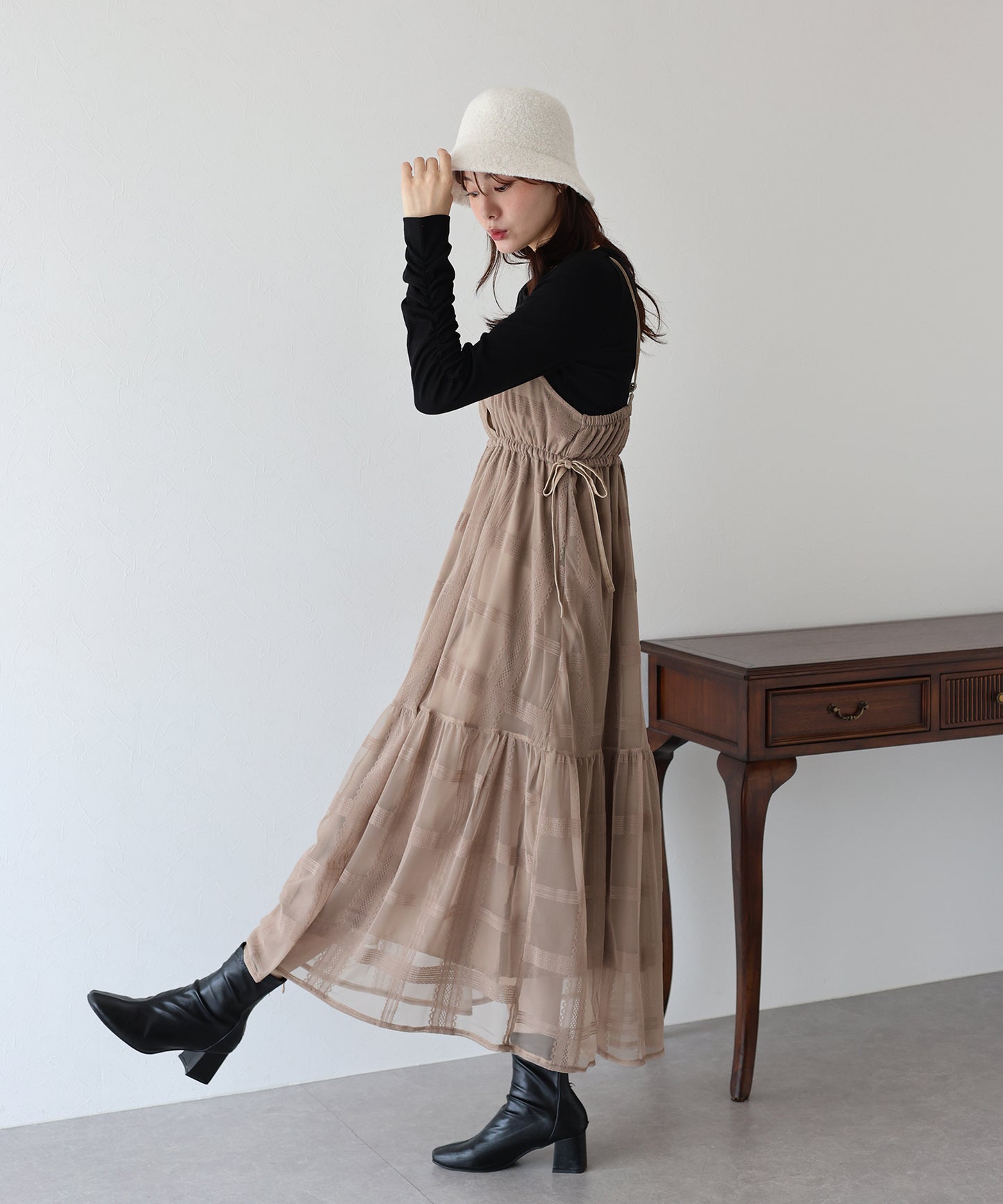 【早割5%OFF】フロッキーチェックキャミワンピース