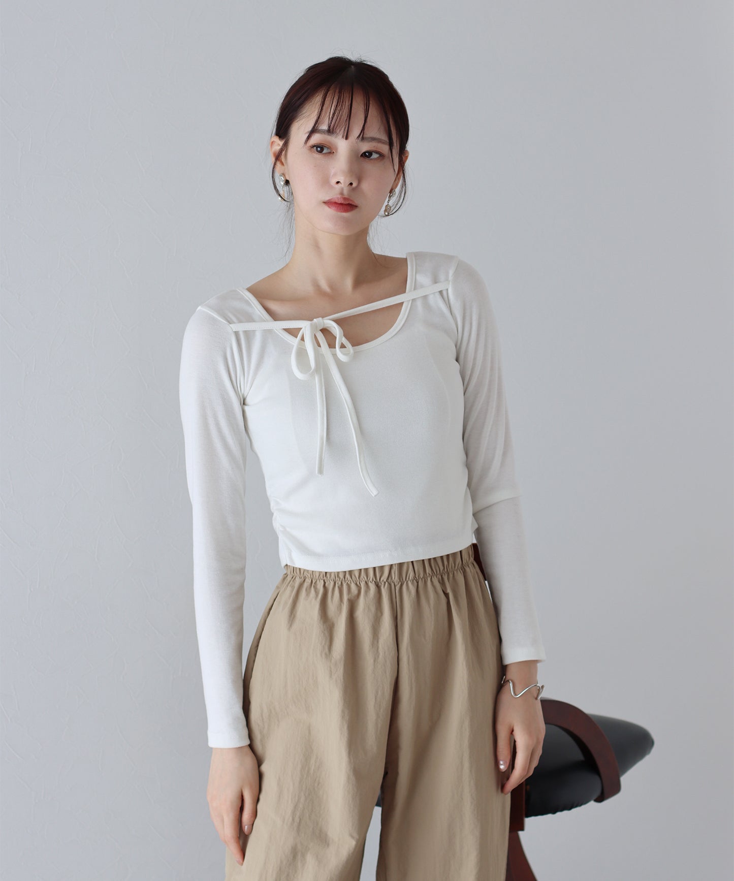 【SALE】フロントリボン付きカットソー