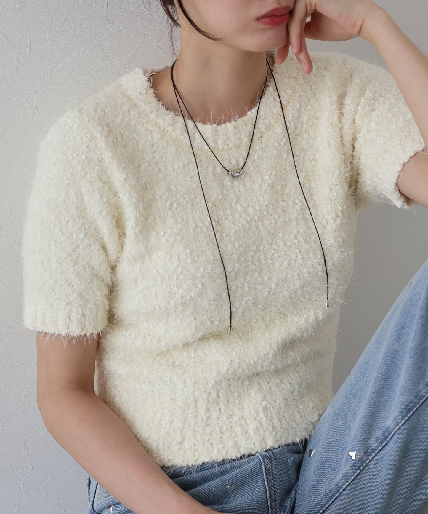 【早割5%OFF】ぽこぽこシャギー半袖ニット