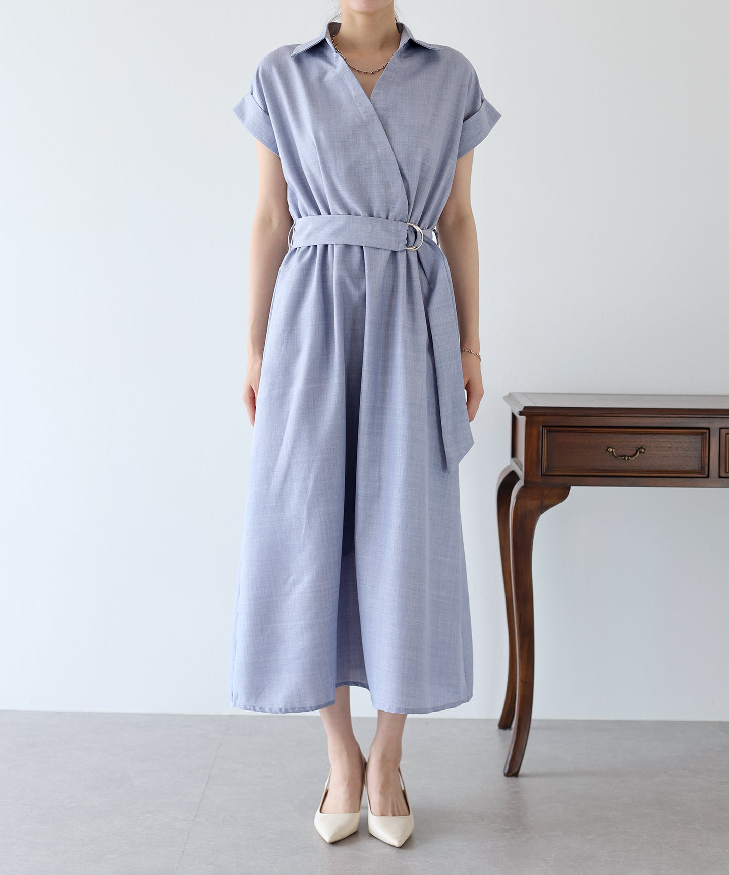 【TIME SALE】カシュクールシャツワンピース