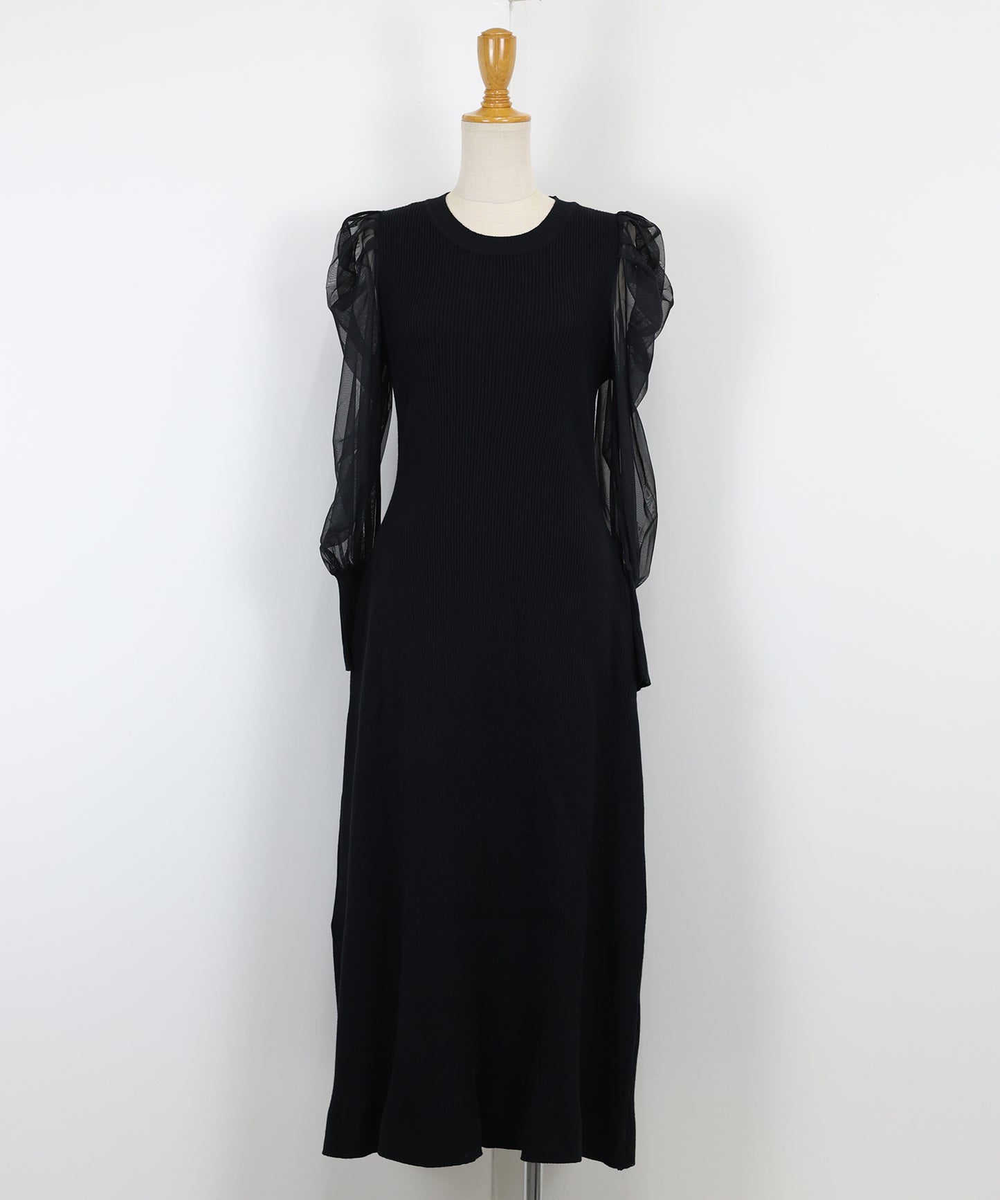 【早割5%OFF】チュール袖マーメイドニットワンピース