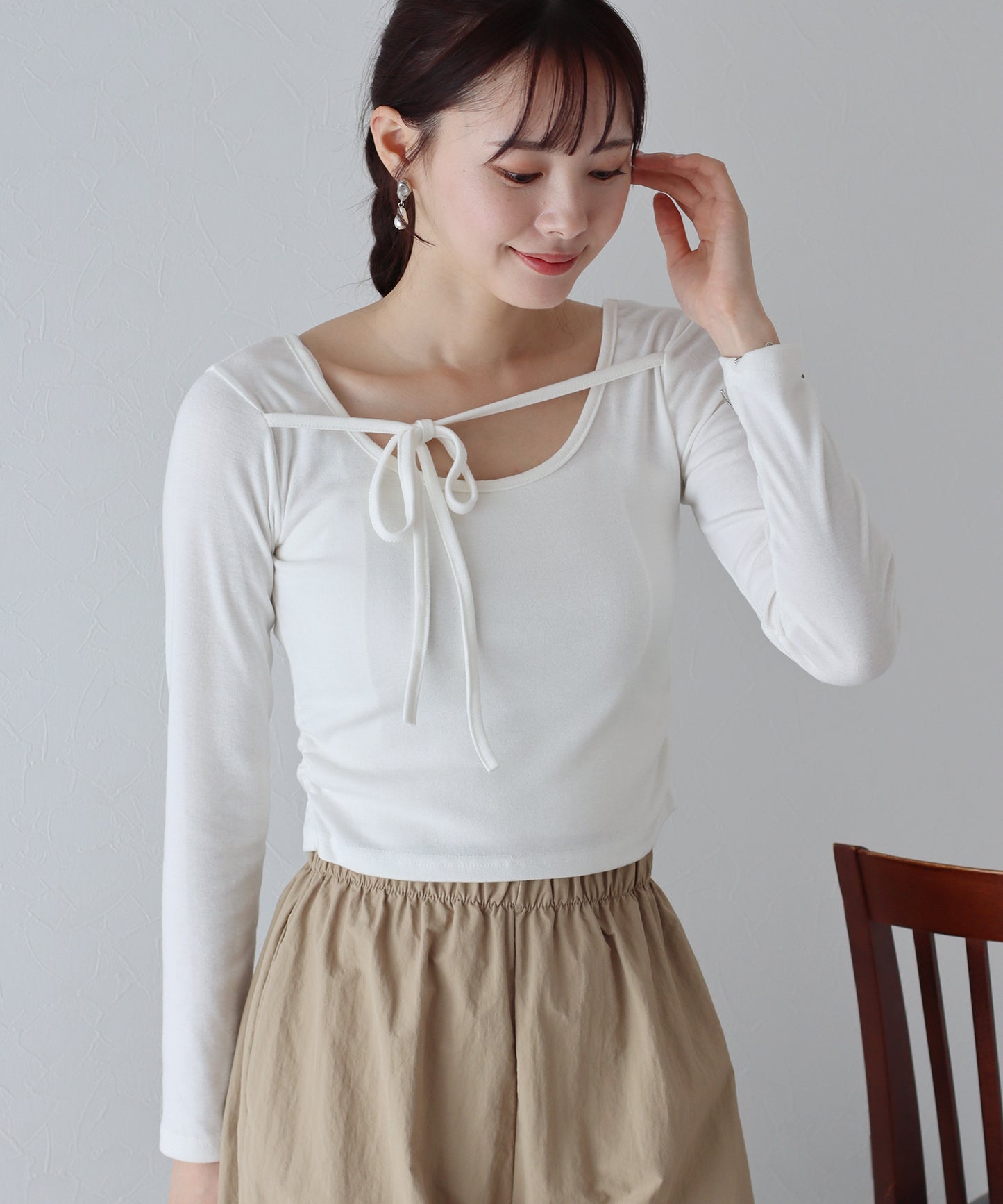 【SALE】フロントリボン付きカットソー