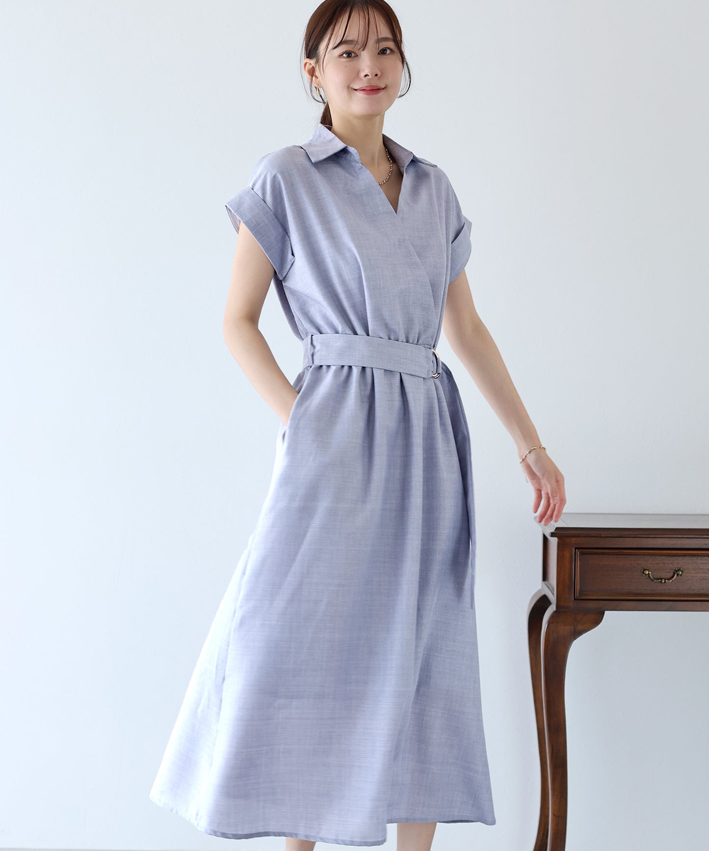 【TIME SALE】カシュクールシャツワンピース