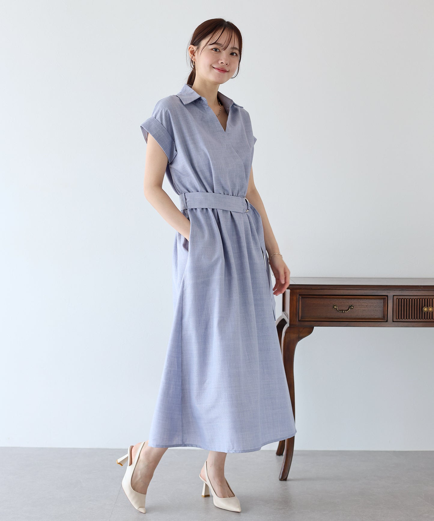【TIME SALE】カシュクールシャツワンピース