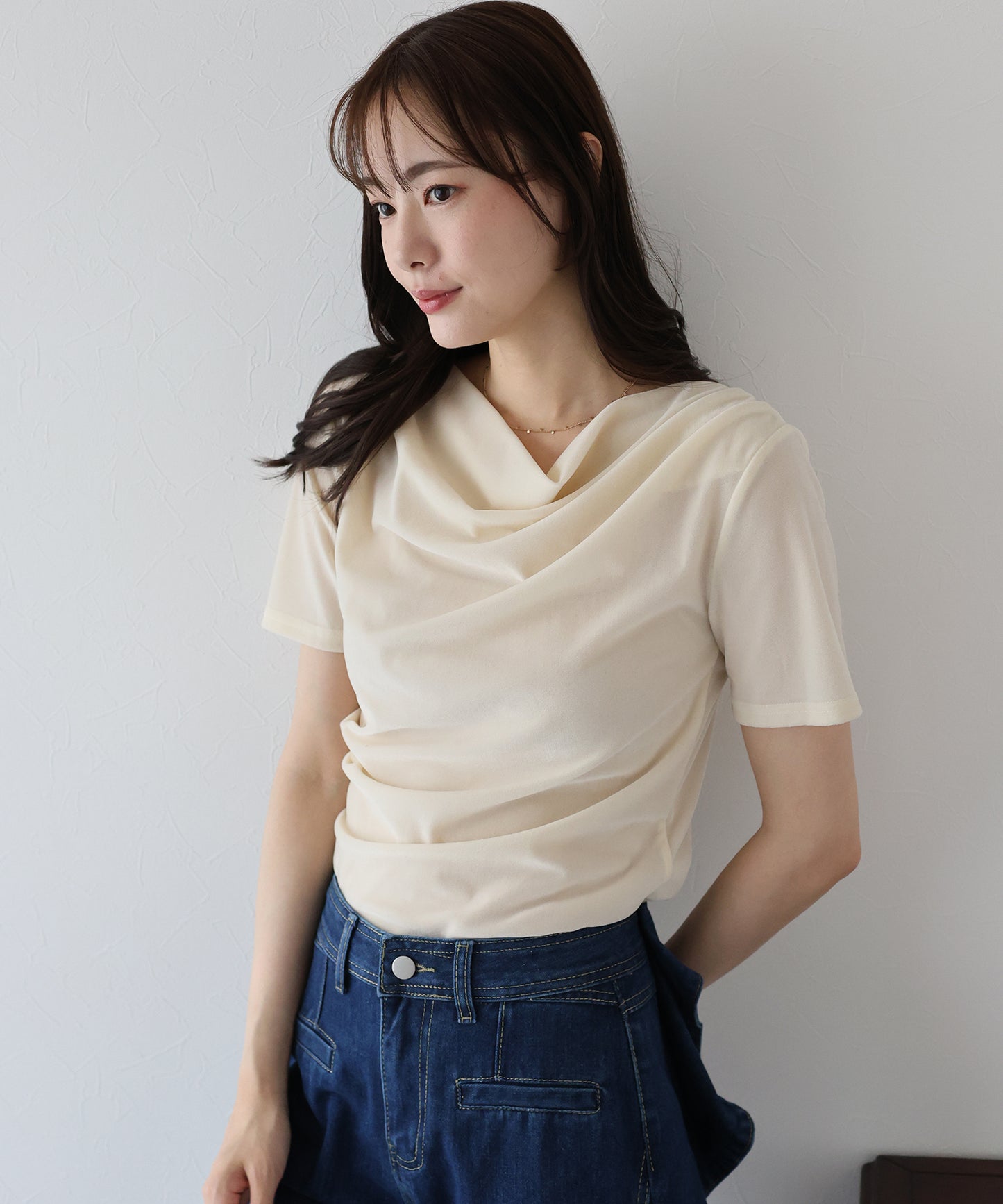 【TIME SALE】シアーベロアドレープTシャツ【ネコポス】