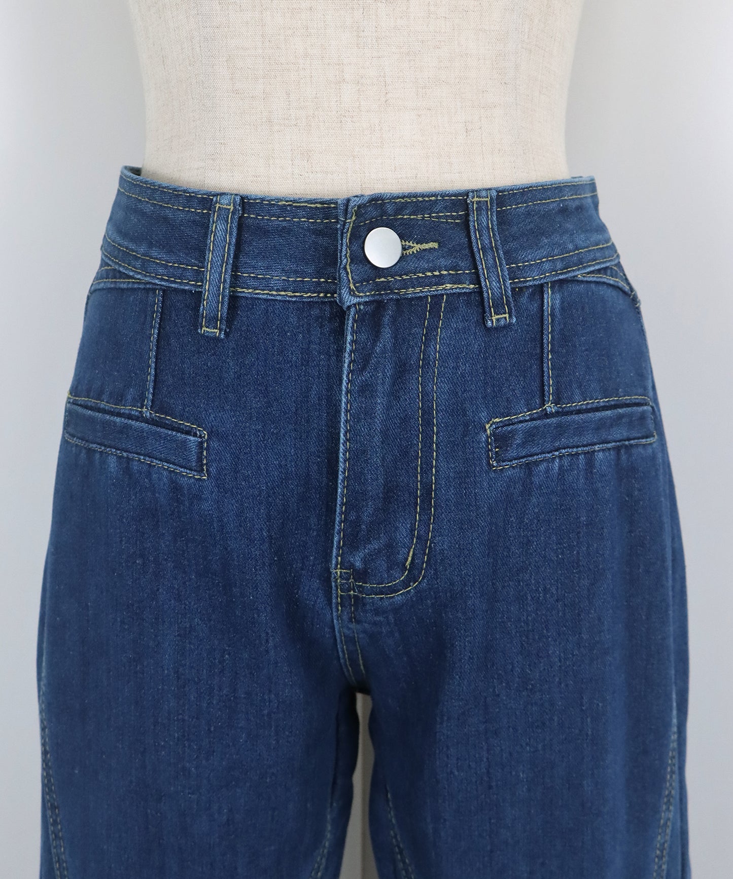 ハイウエストバックリボンワイドデニムパンツ