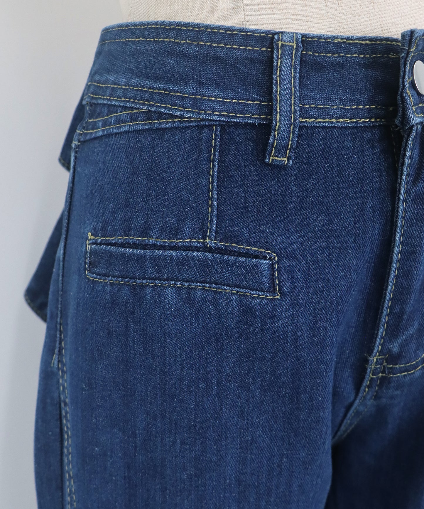 ハイウエストバックリボンワイドデニムパンツ