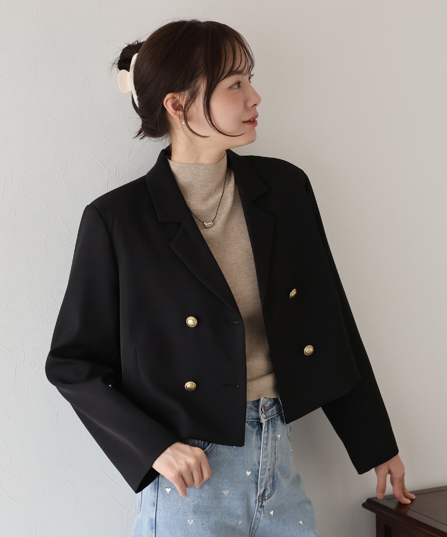 【早割5%OFF】金ボタンショートテーラードジャケット