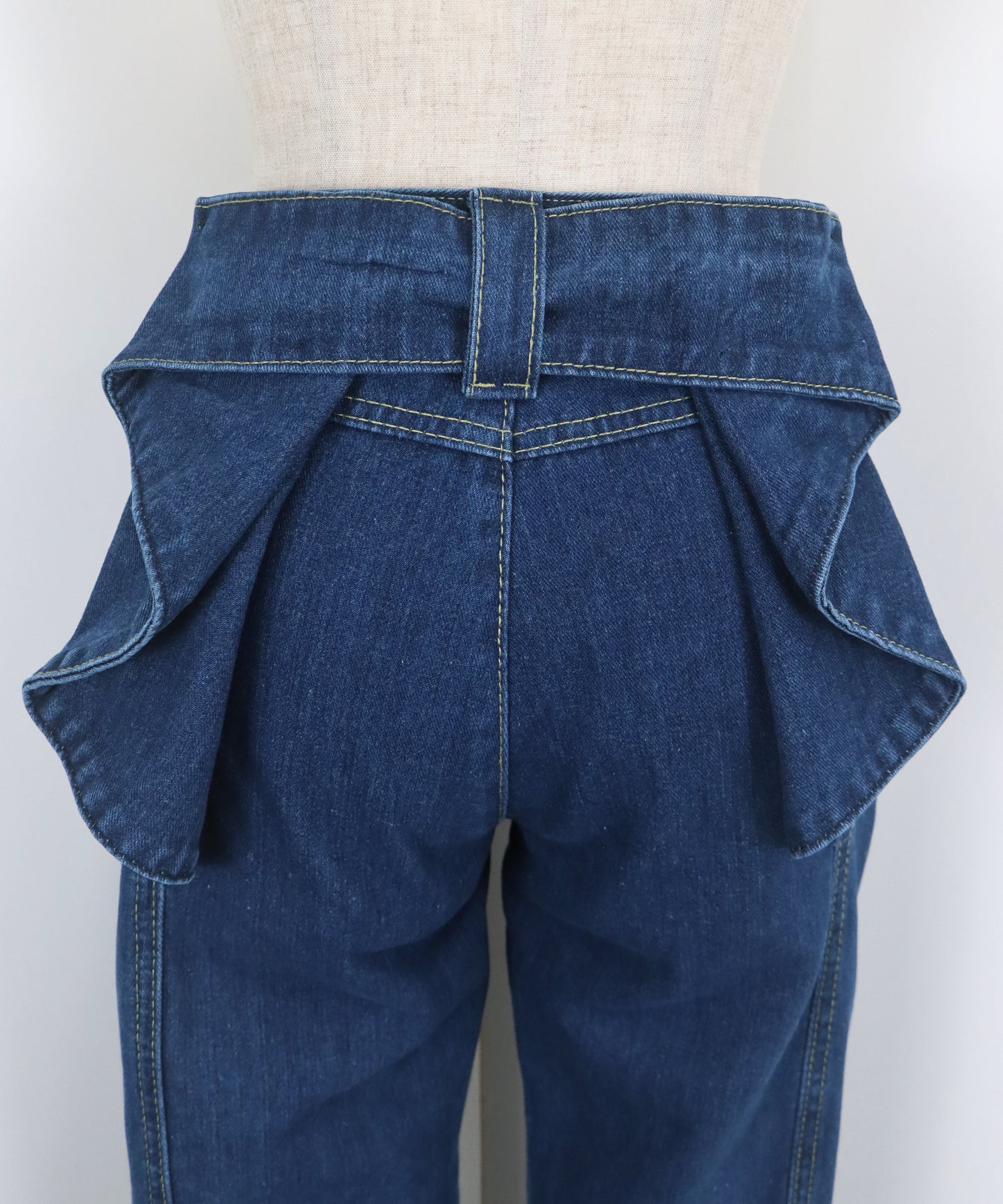 ハイウエストバックリボンワイドデニムパンツ