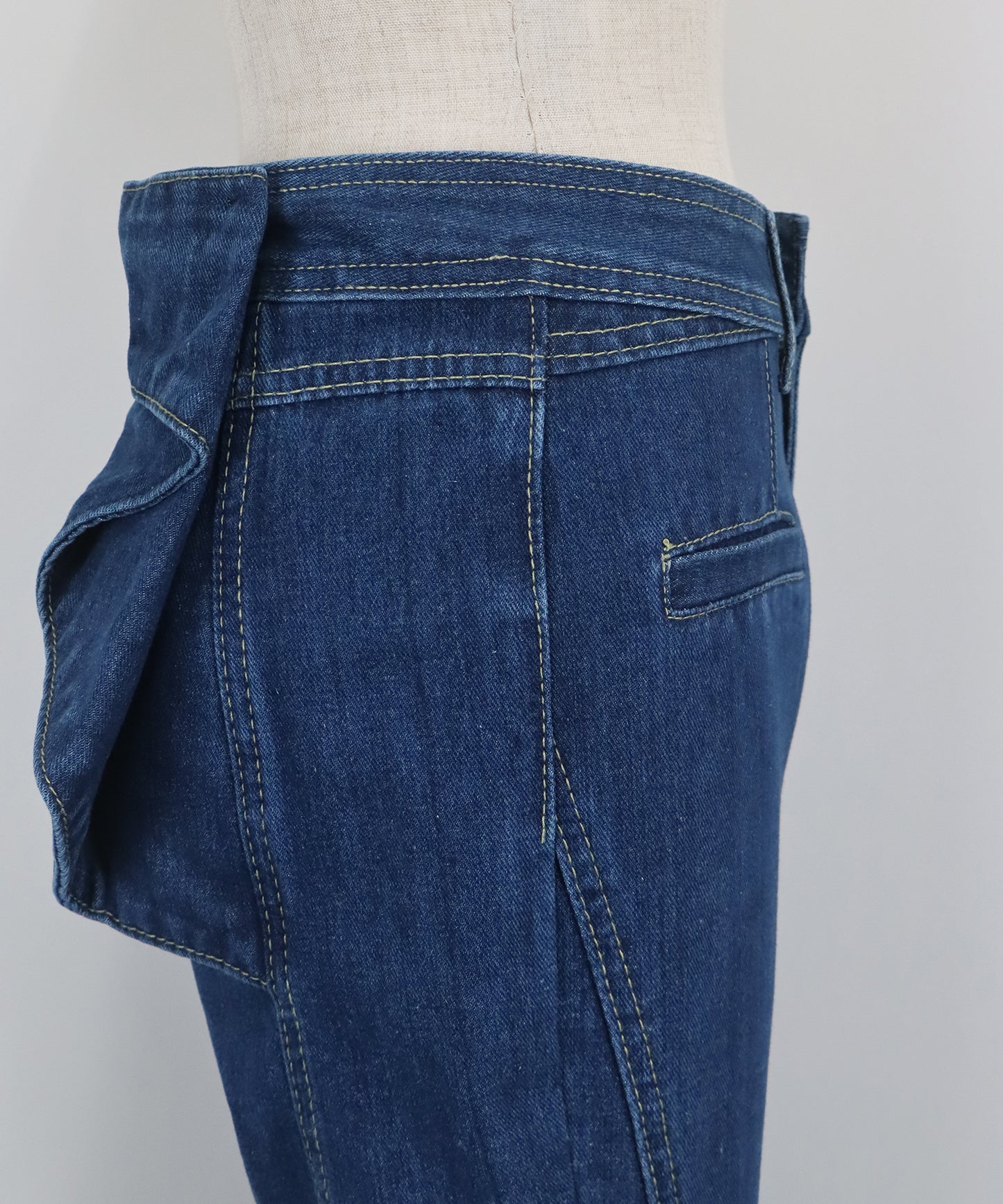 ハイウエストバックリボンワイドデニムパンツ