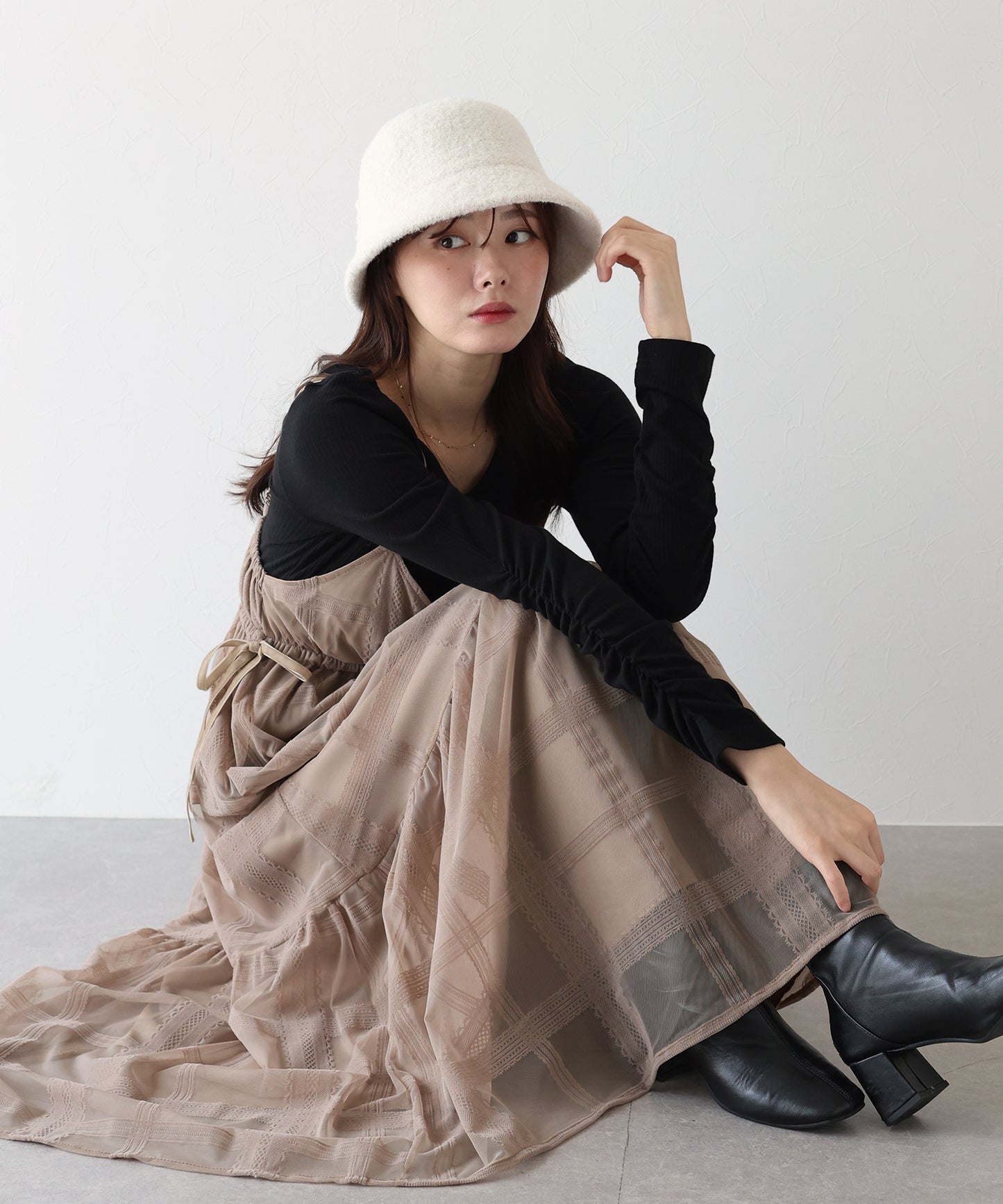【早割5%OFF】フロッキーチェックキャミワンピース