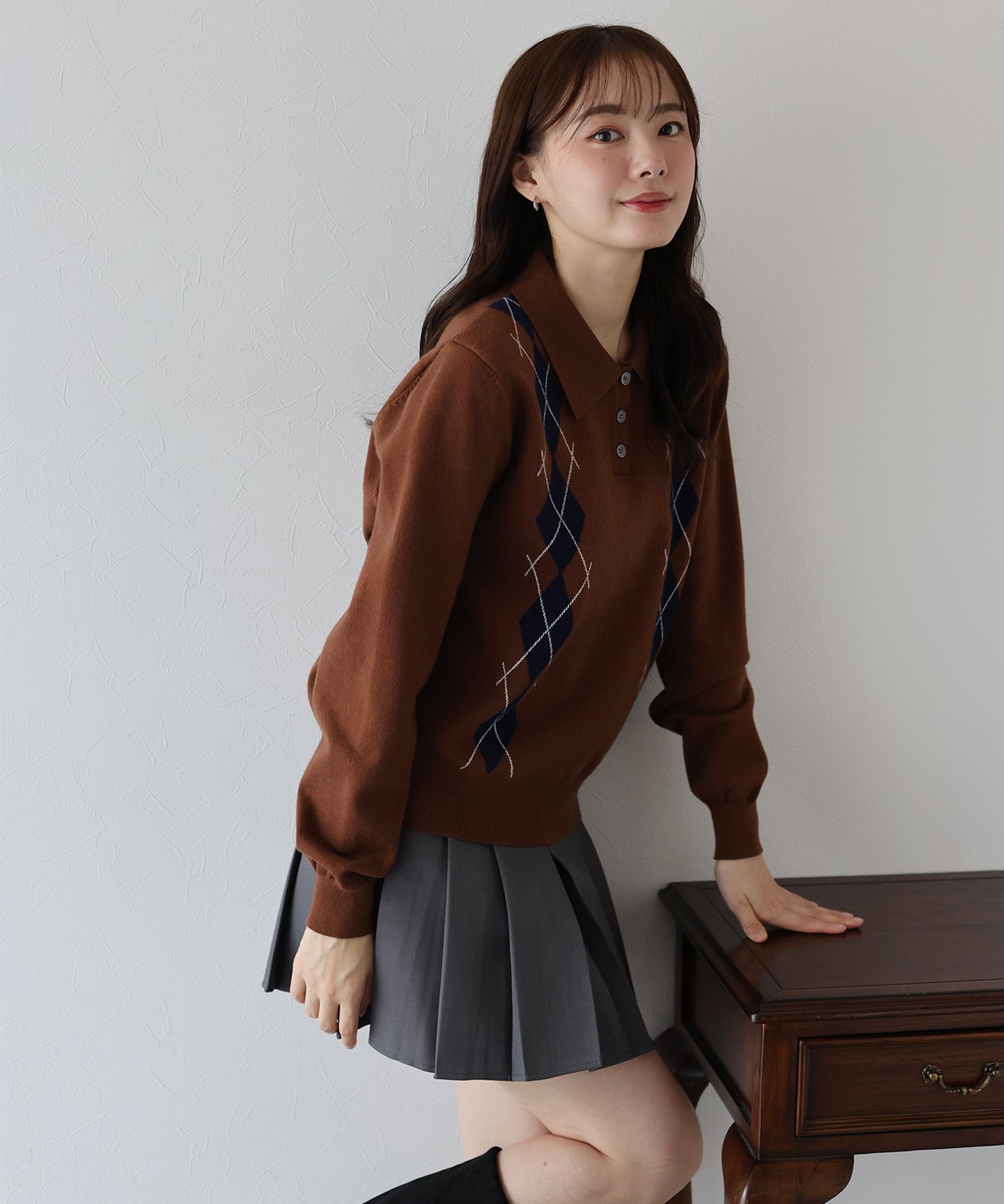 【早割5%OFF】アーガイルポロニット