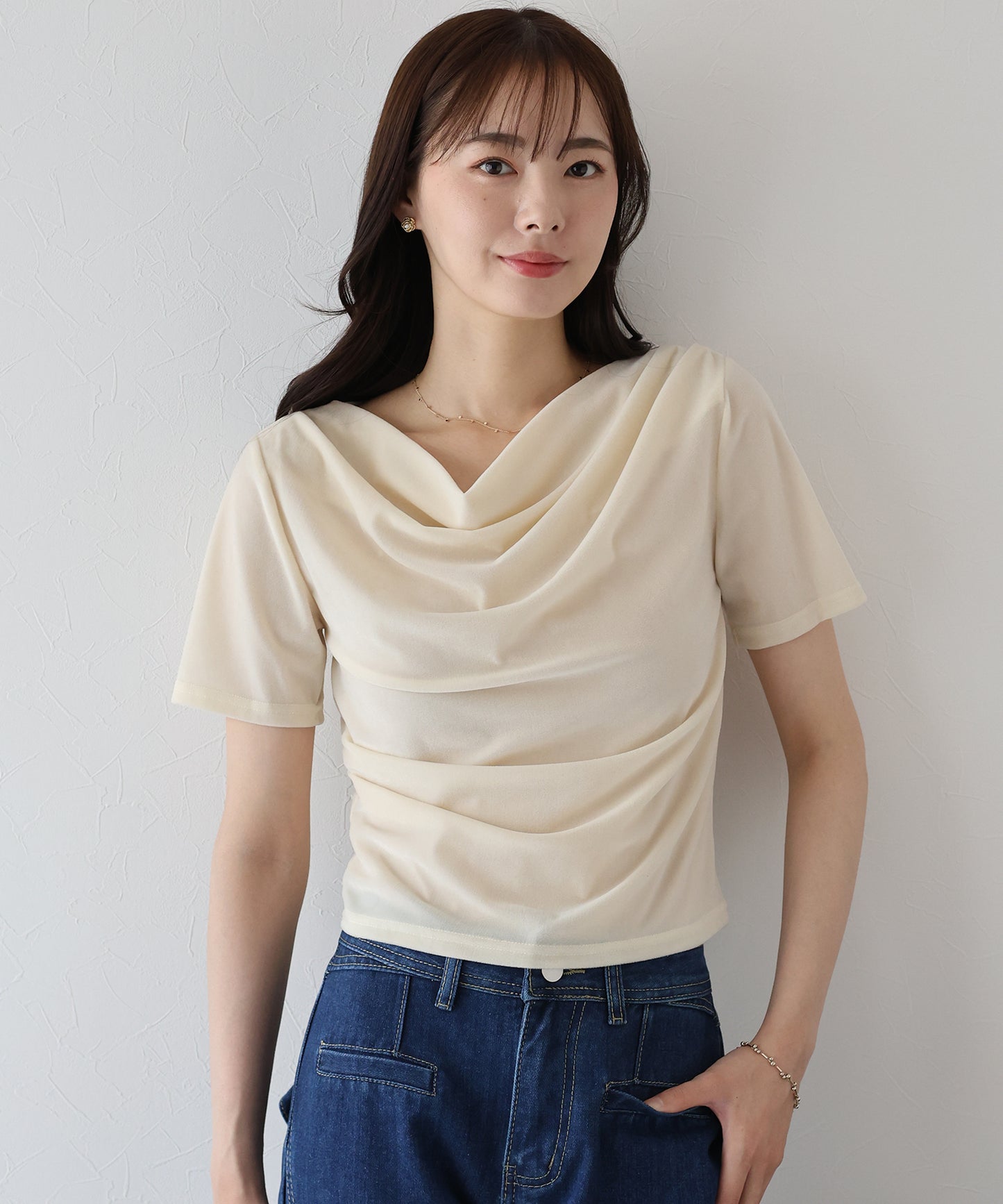 【TIME SALE】シアーベロアドレープTシャツ【ネコポス】