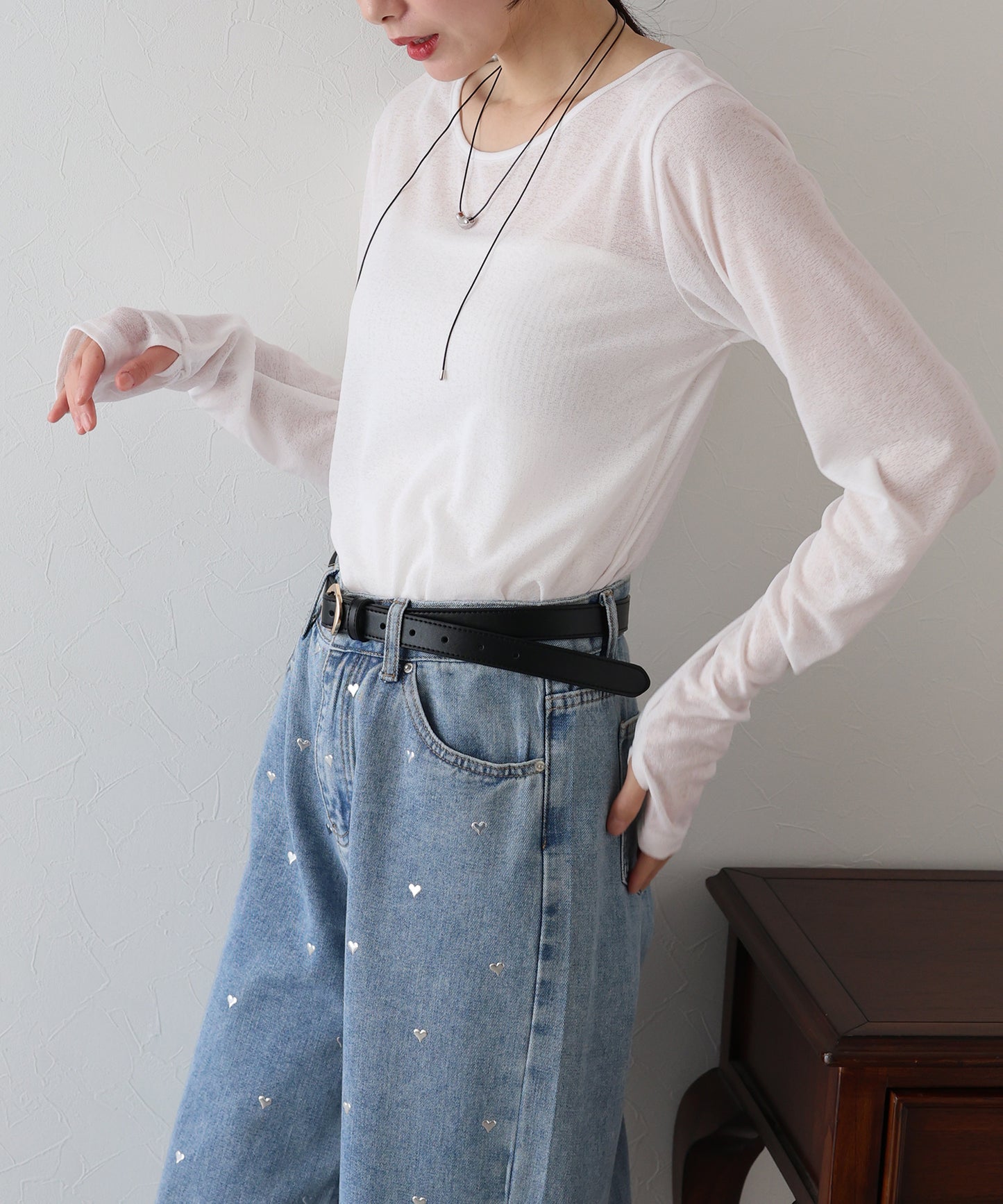 【TIME SALE】クルーネックシアートップス【ネコポス】