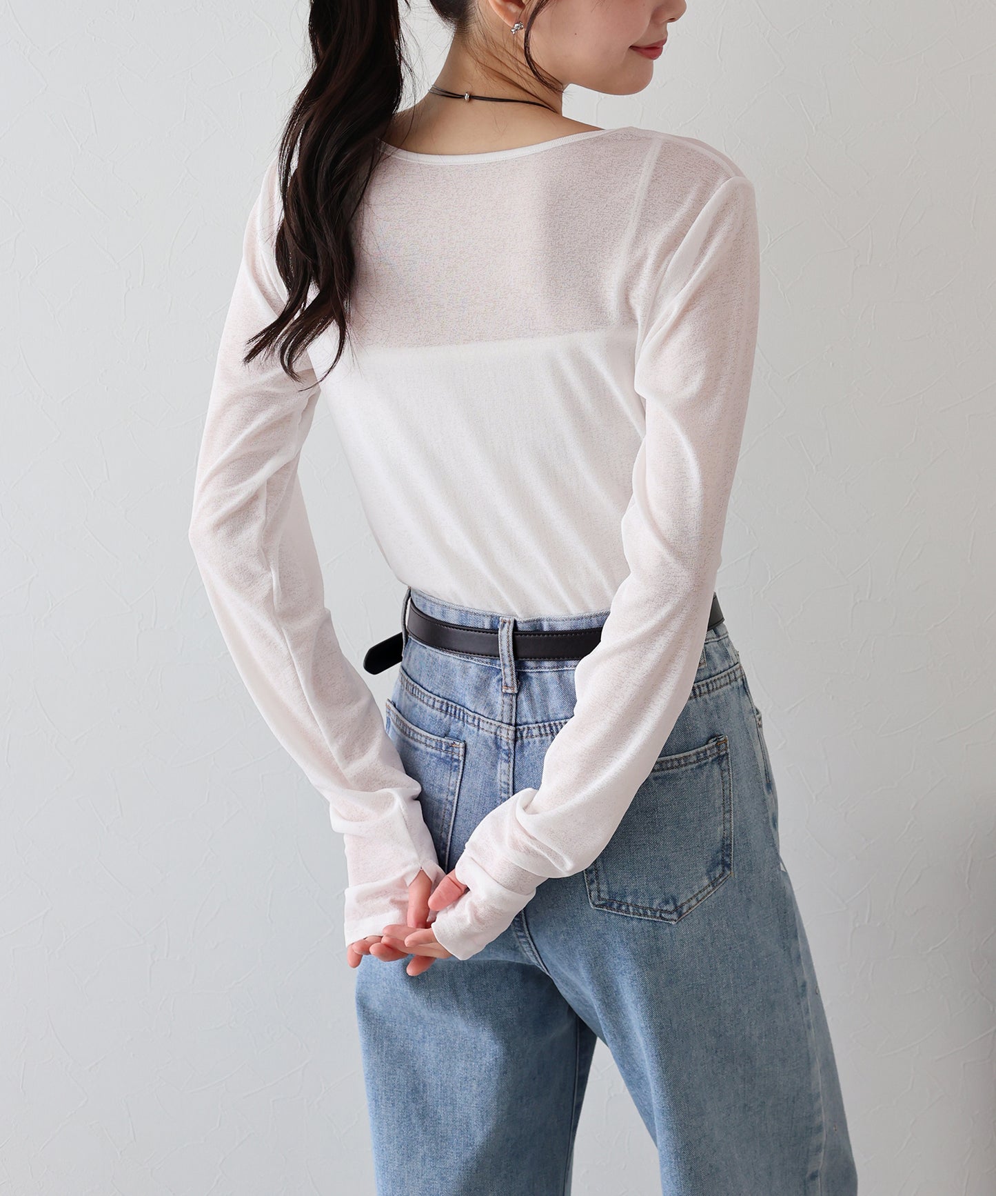 【TIME SALE】クルーネックシアートップス【ネコポス】