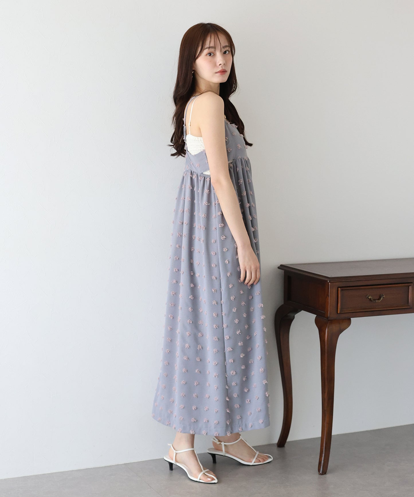 【SALE】ドットジャガードキャミワンピース