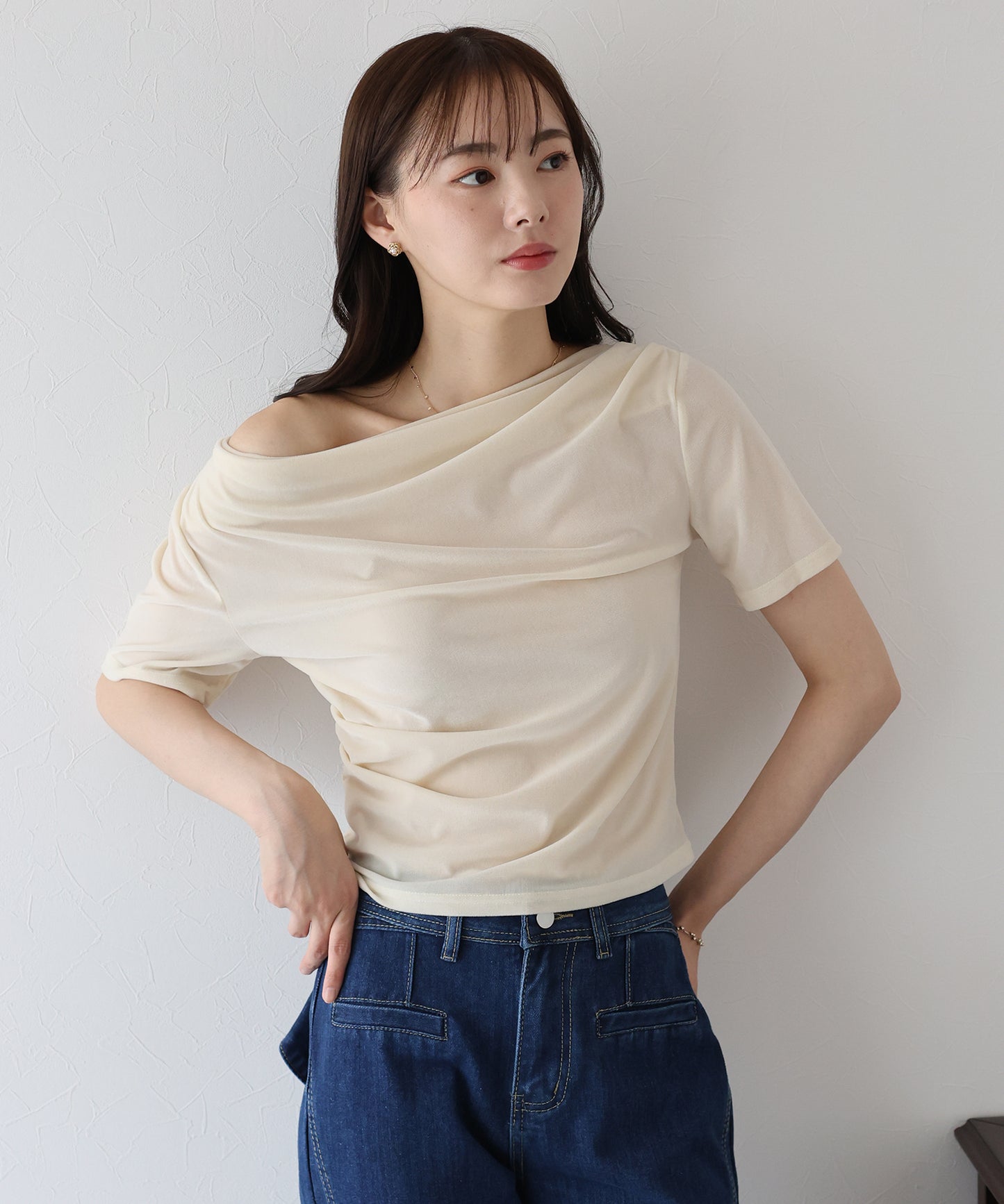 【TIME SALE】シアーベロアドレープTシャツ【ネコポス】