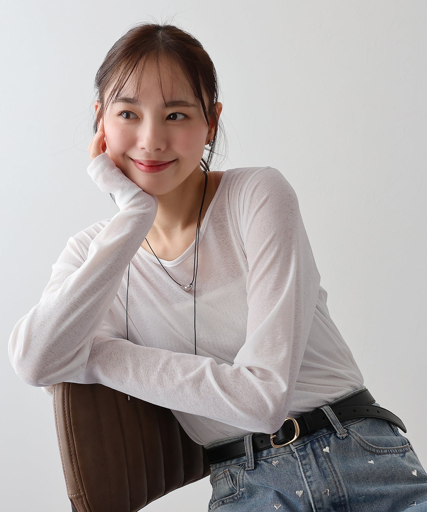 【TIME SALE】クルーネックシアートップス【ネコポス】