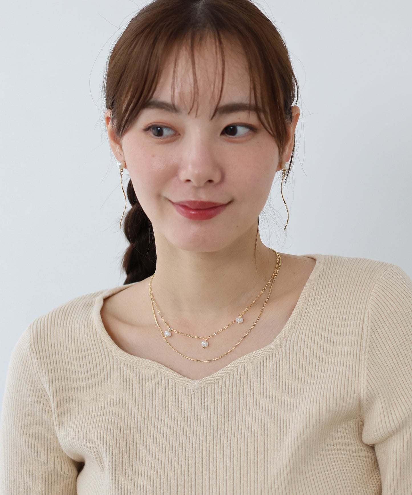 【早割5%OFF】パールラインロングピアス / ニッケルフリー【ネコポス】