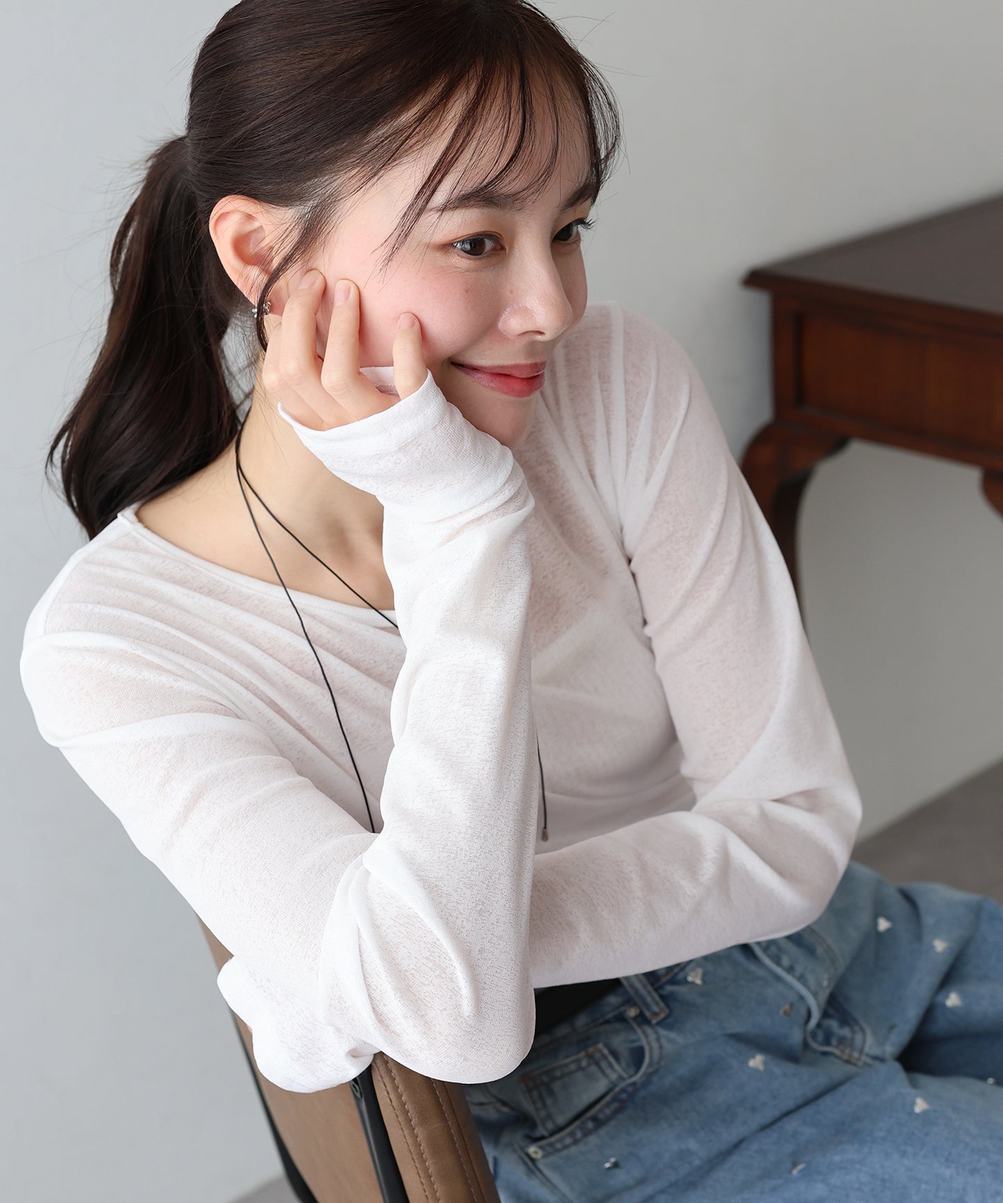 【TIME SALE】クルーネックシアートップス【ネコポス】