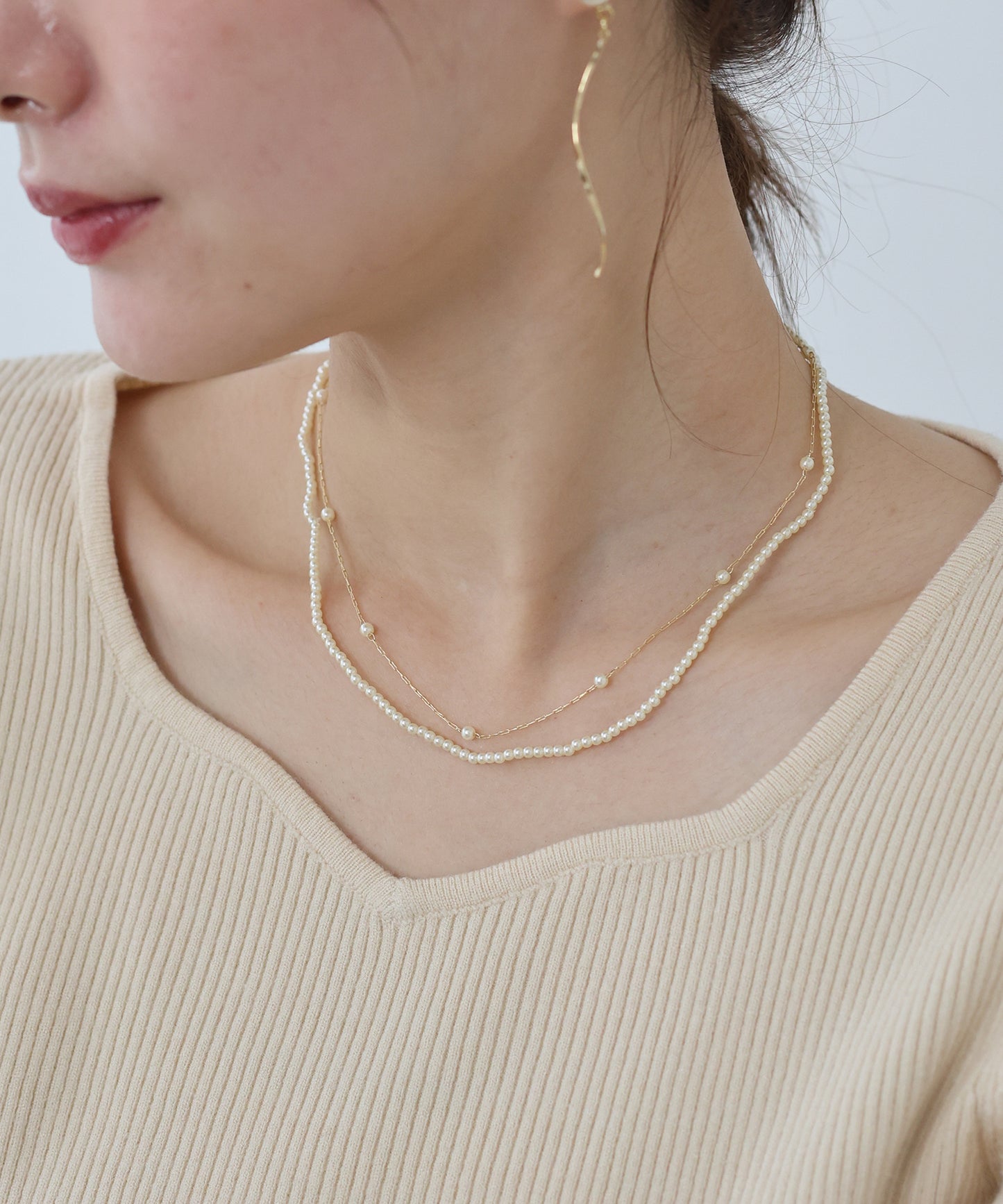 パール2連ネックレス/ ニッケルフリー【ネコポス】