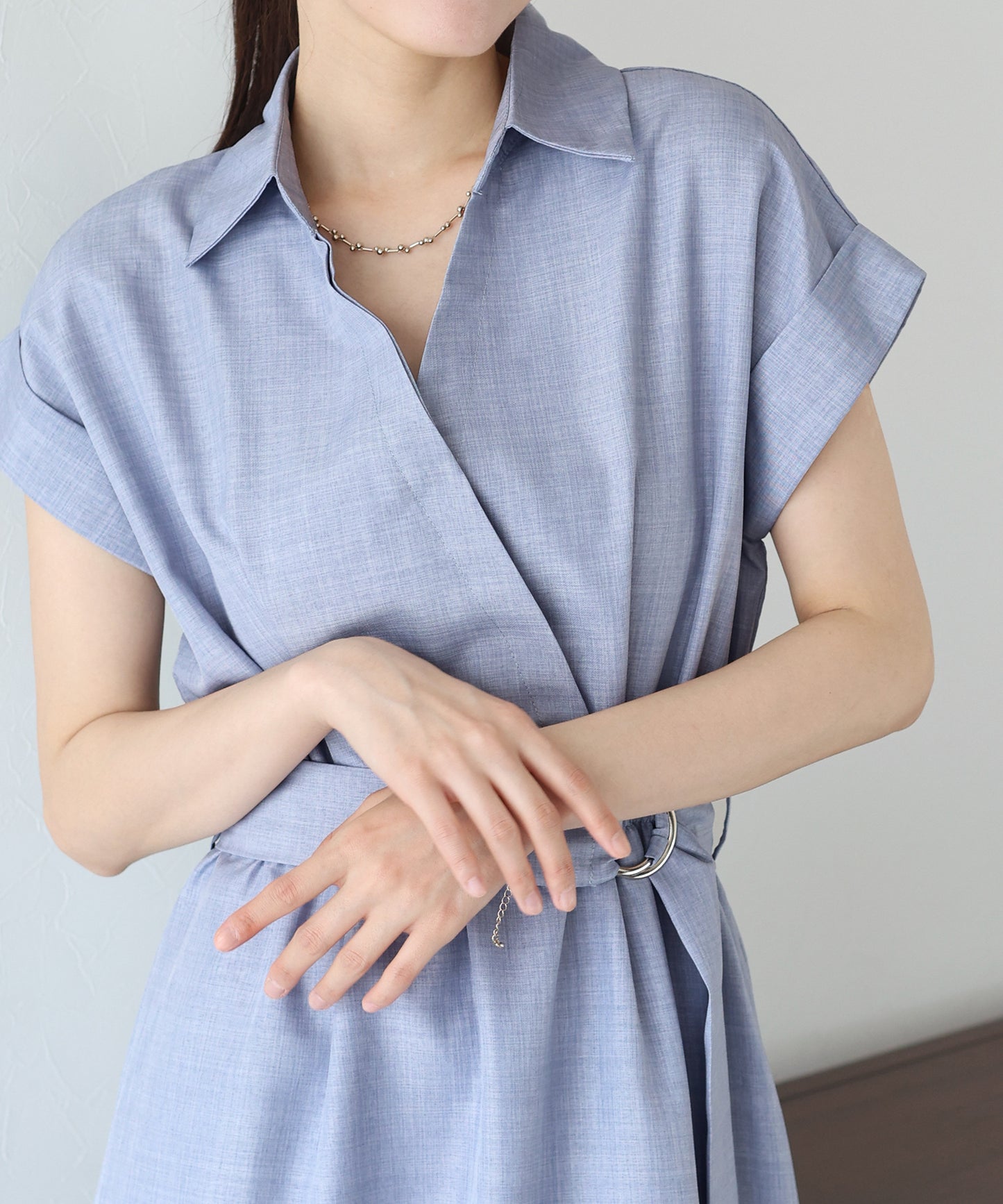 【TIME SALE】カシュクールシャツワンピース