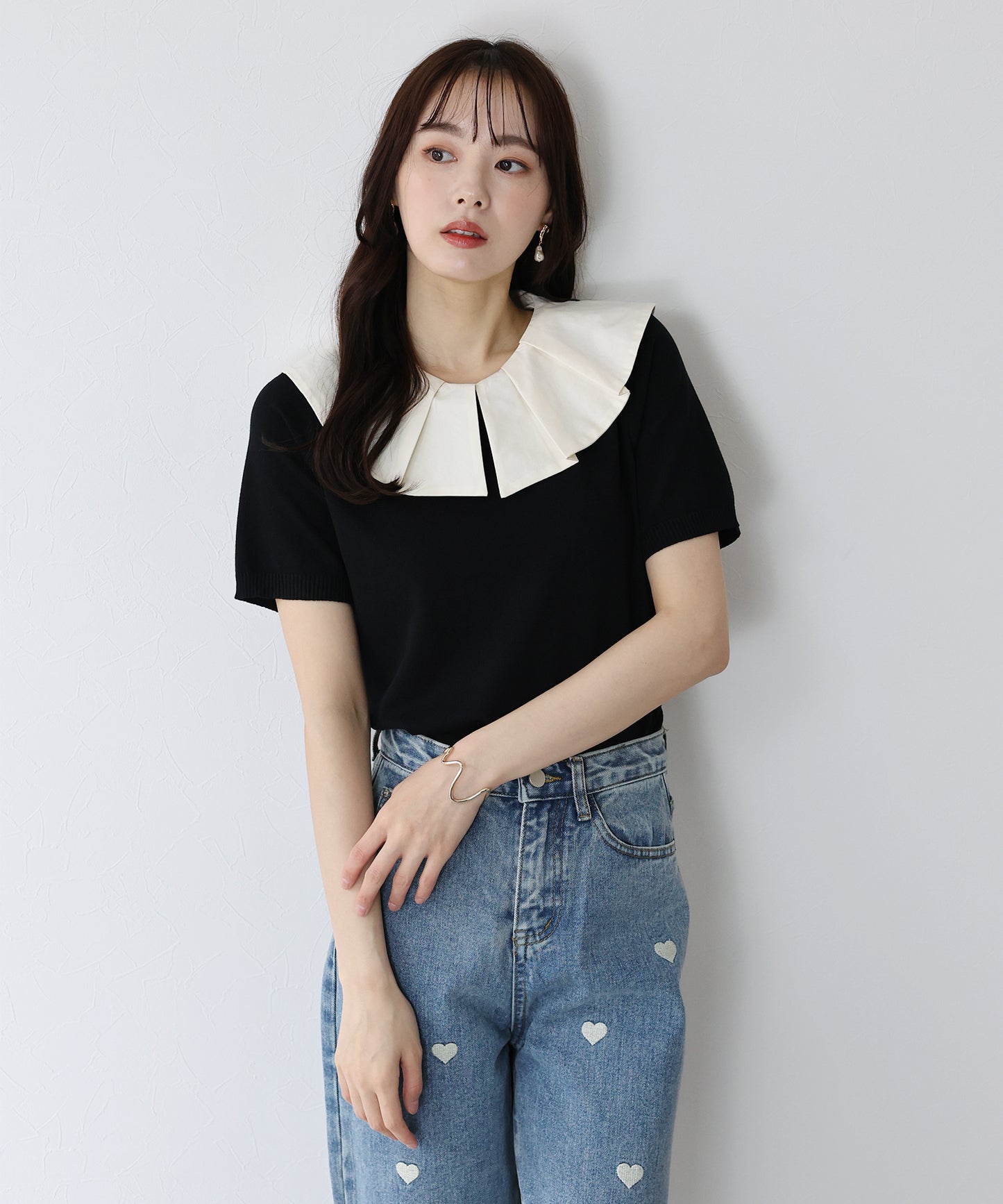 2WAYフリル襟付きニット