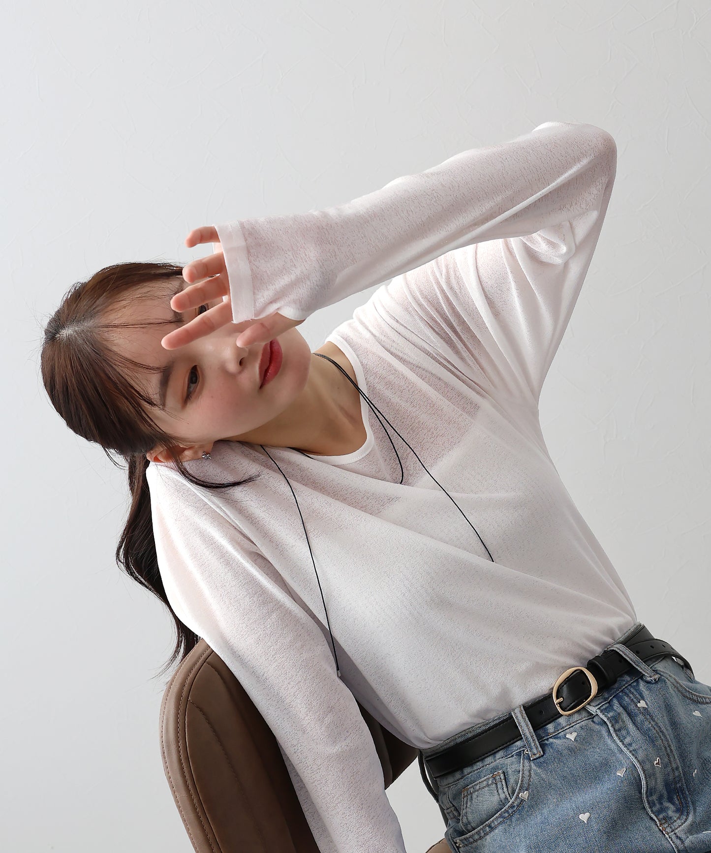 【TIME SALE】クルーネックシアートップス【ネコポス】