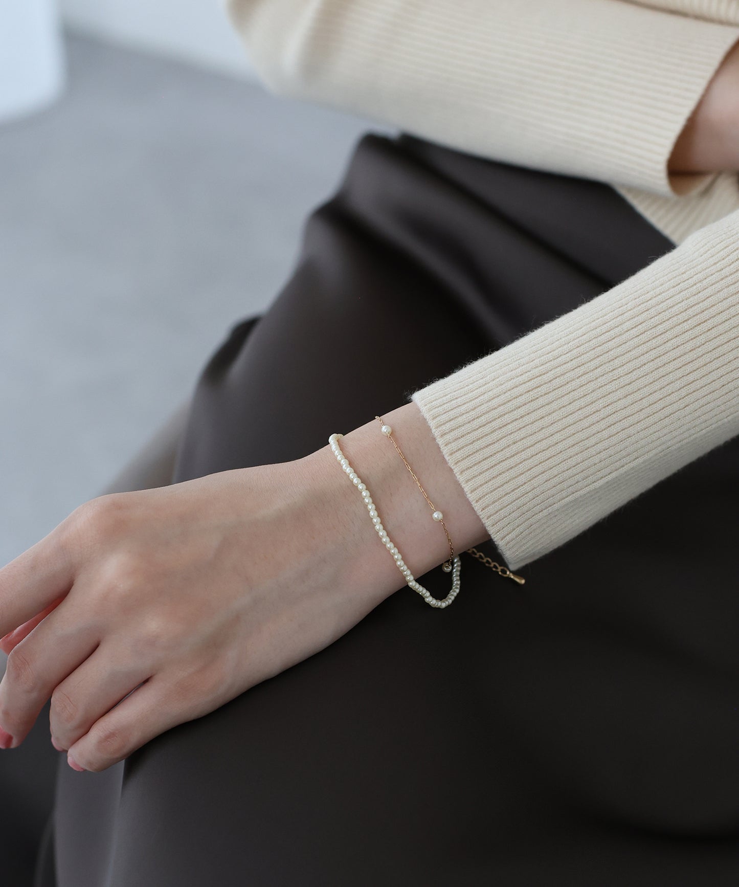 パール2連ブレスレット / ニッケルフリー【ネコポス】