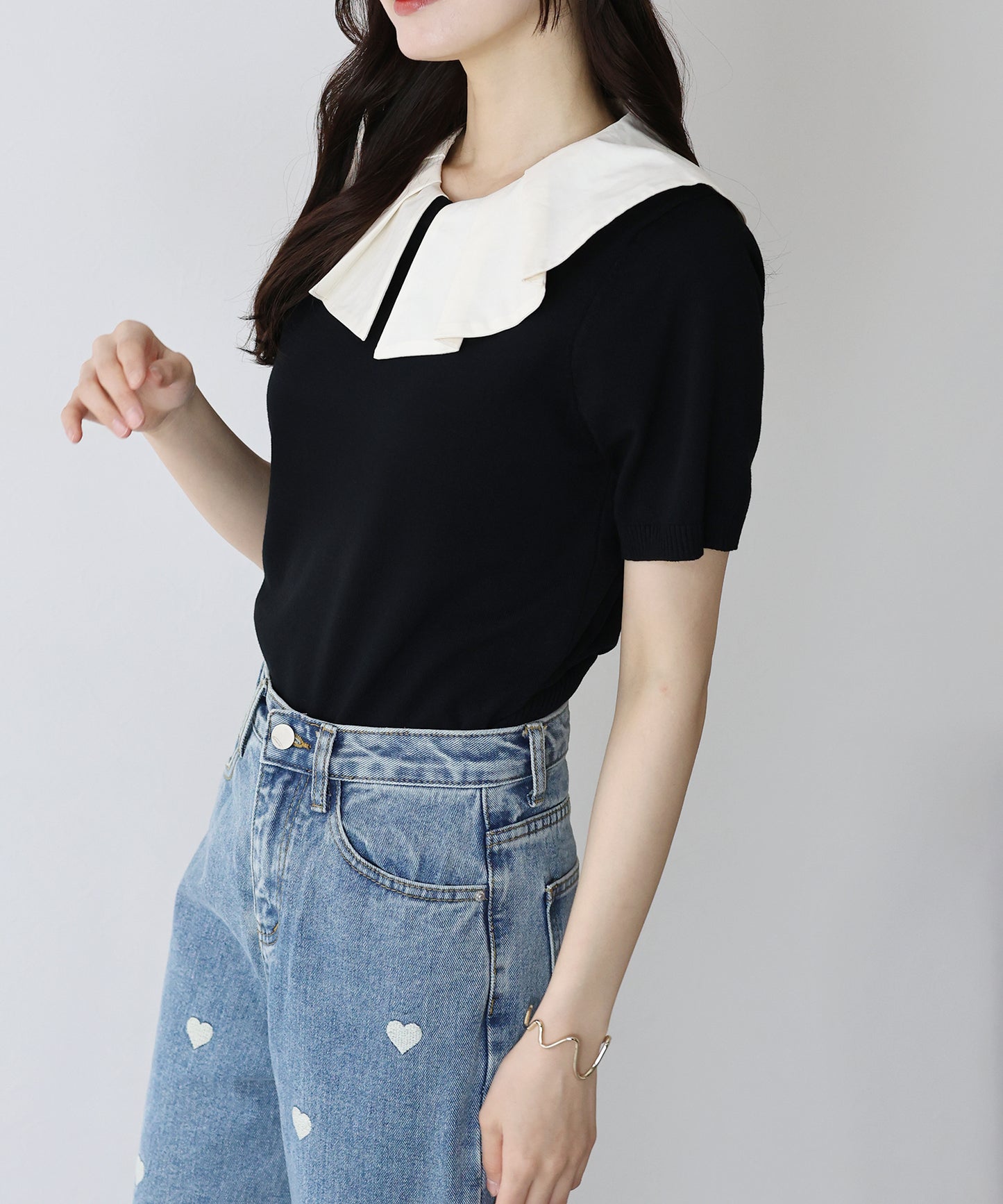 2WAYフリル襟付きニット