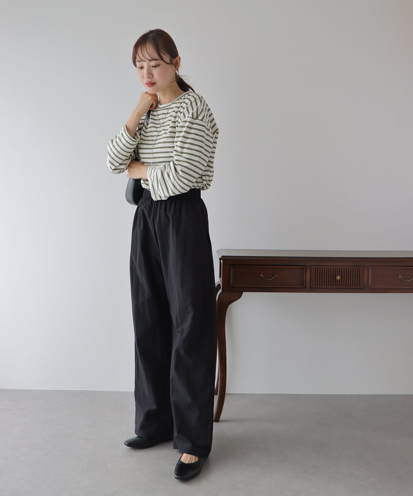 나일론 와이드 팬츠