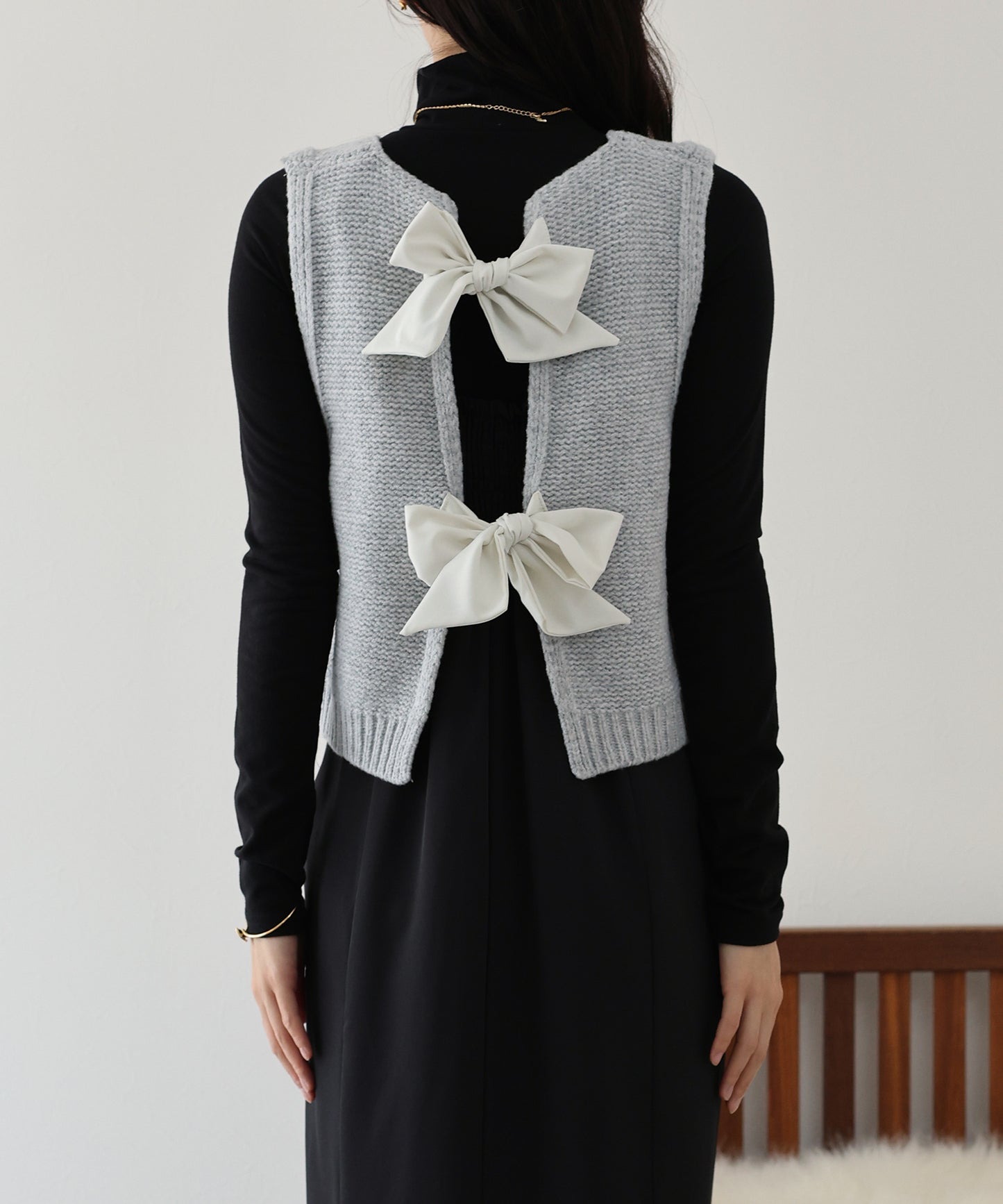 【SALE】リボンニットベスト