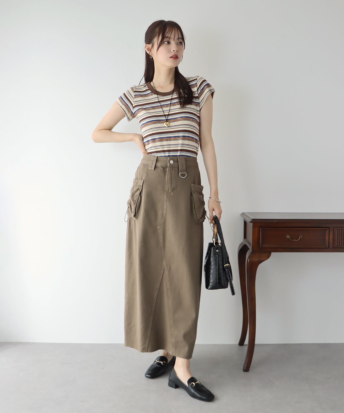 デニムカーゴロングスカート