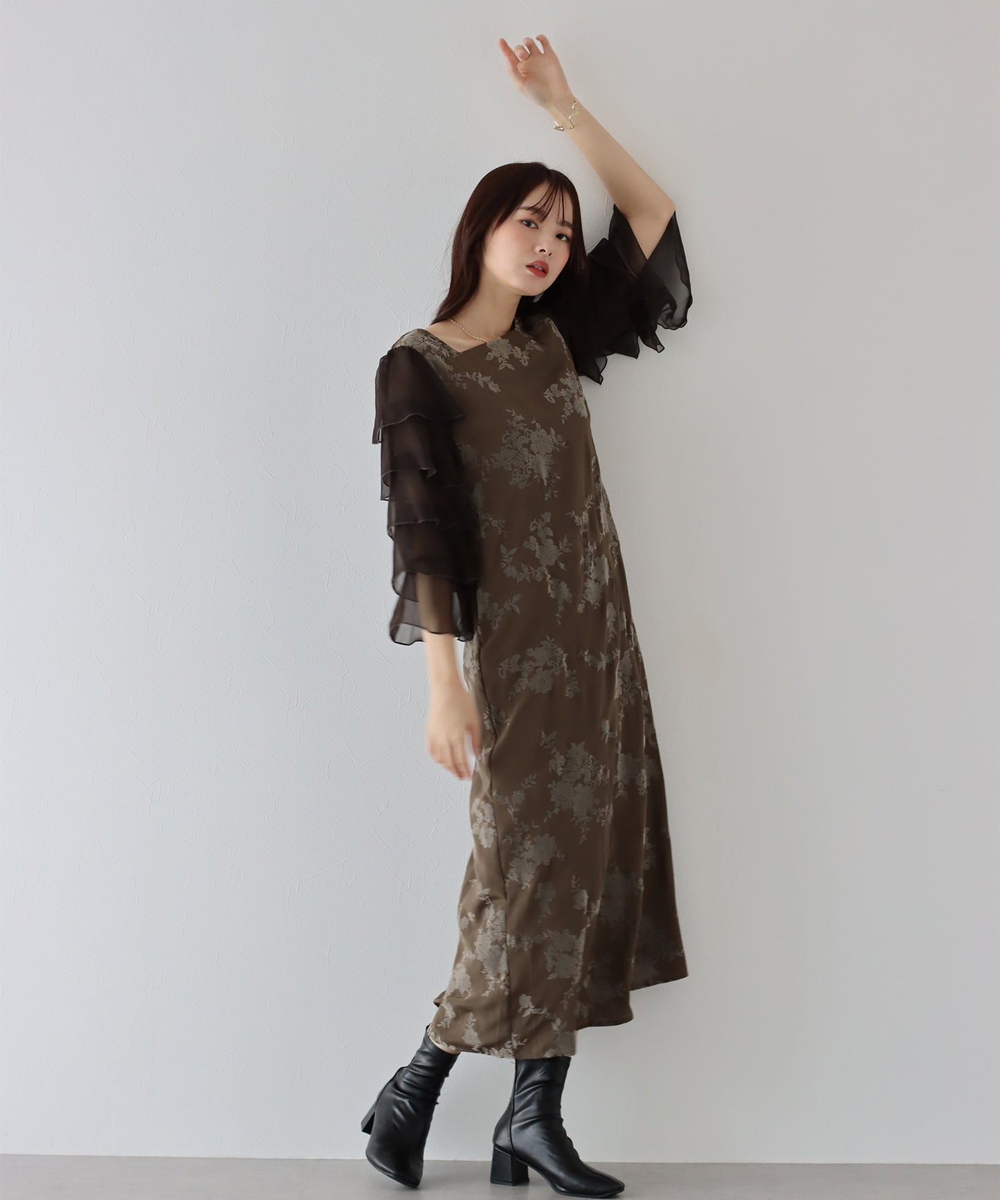 【SALE】KYOTOフロッキーティアードスリーブドレス