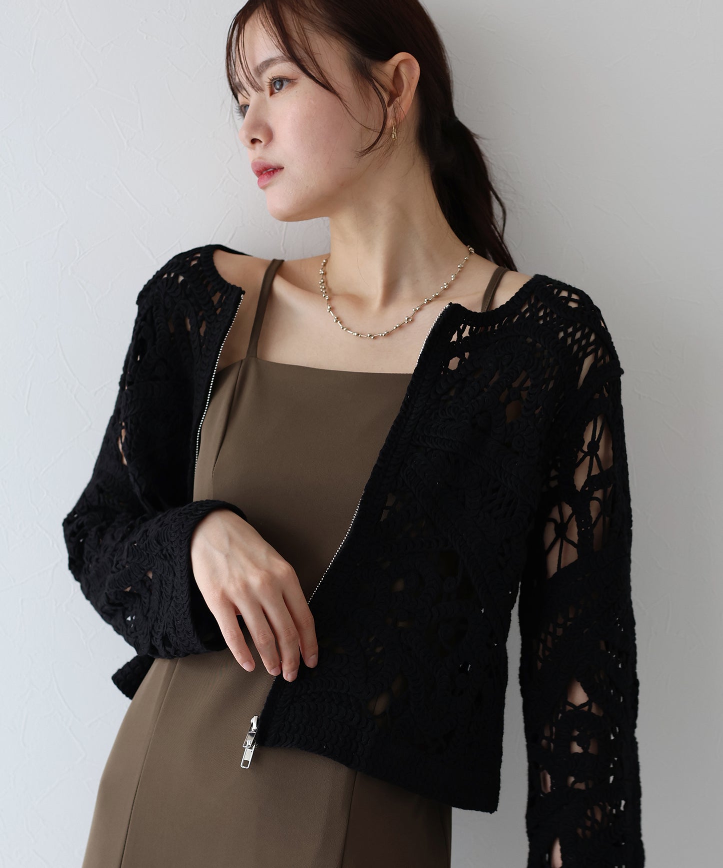 【SALE】ダブルジップクロシェカーディガン