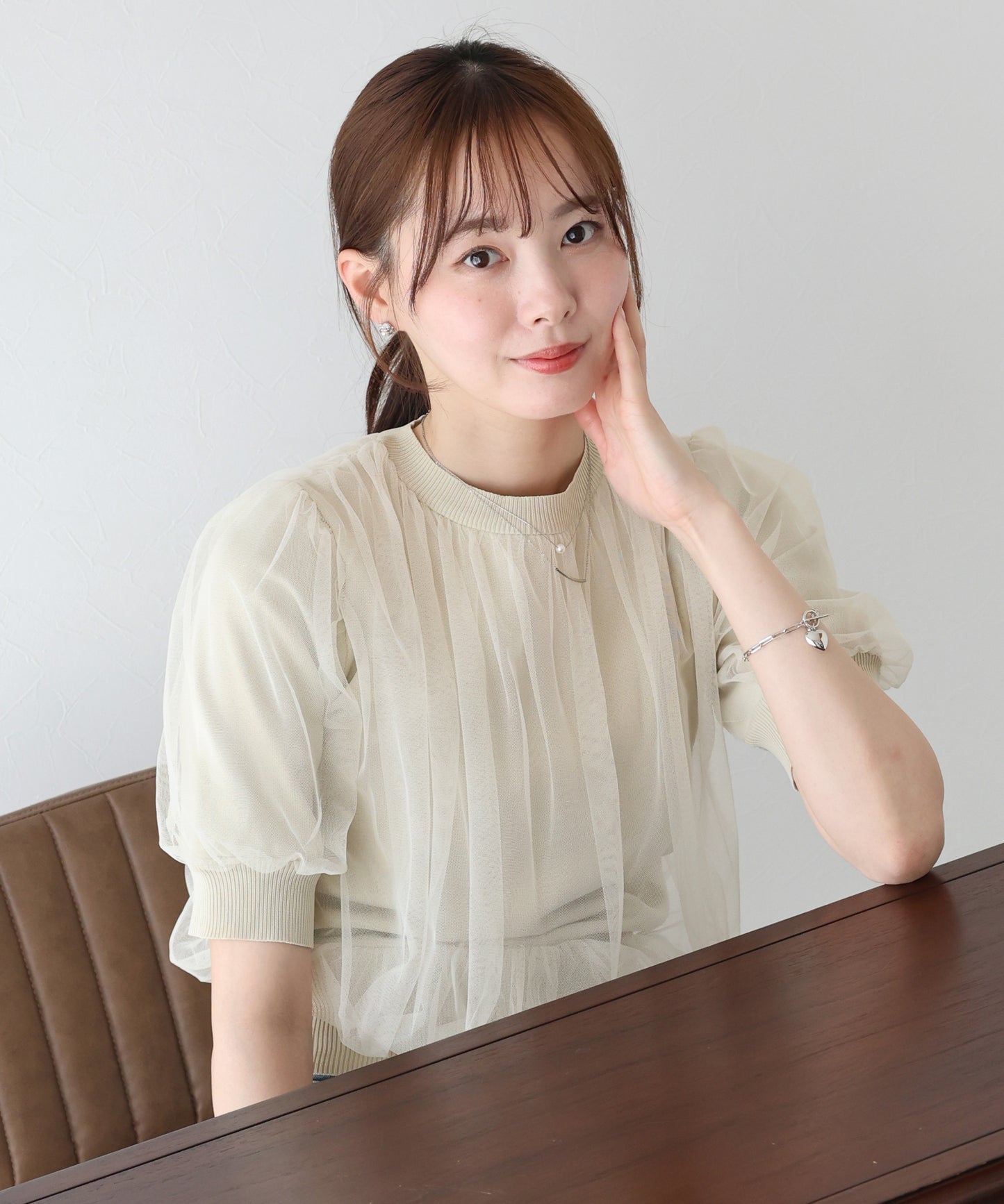 【TIME SALE】チュールレイヤードニット