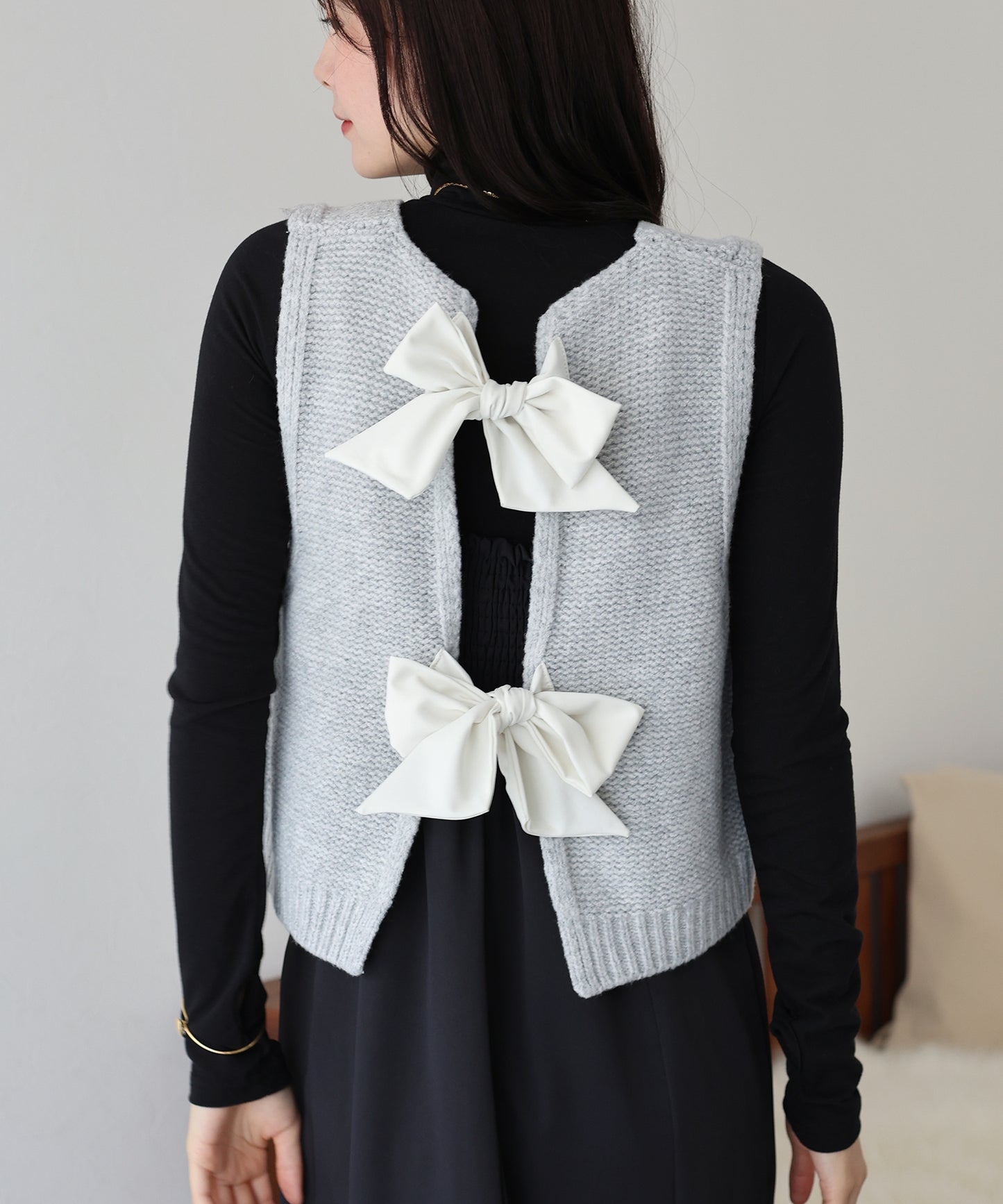 【SALE】リボンニットベスト